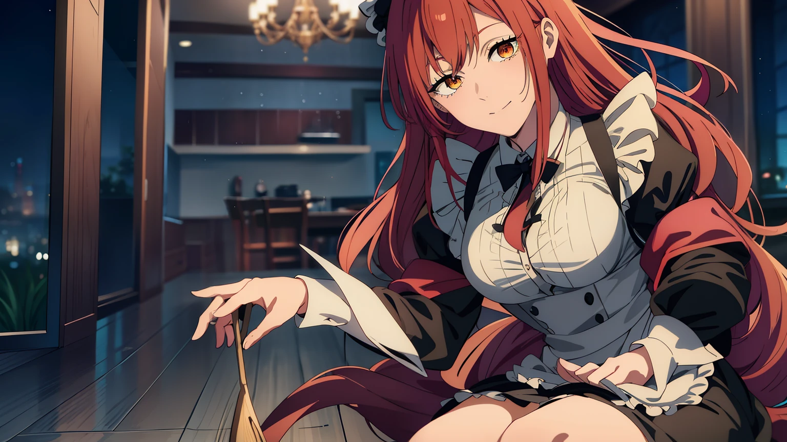 Anime girl with red hair),(Prompt B:Anime girl in black dress),(Prompt C:Anime girl with stick),(Prompt D:anime girl in a maid costume),(Prompt E:anime cat girl in a maid costume),(Prompt F:rias gremory),(Prompt G:gorgeous maid),(Prompt H:gothic maiden anime girl),(Prompt I:the maid outfit),(Prompt J:maid),(Tip K:anime wallaper),(Tip L:madoka kaname),(Tip M:rei hiroe),(Tip N:anime girl named lucy),(Type O:holograph),(Tip P:the wallpaper),(Tip Q