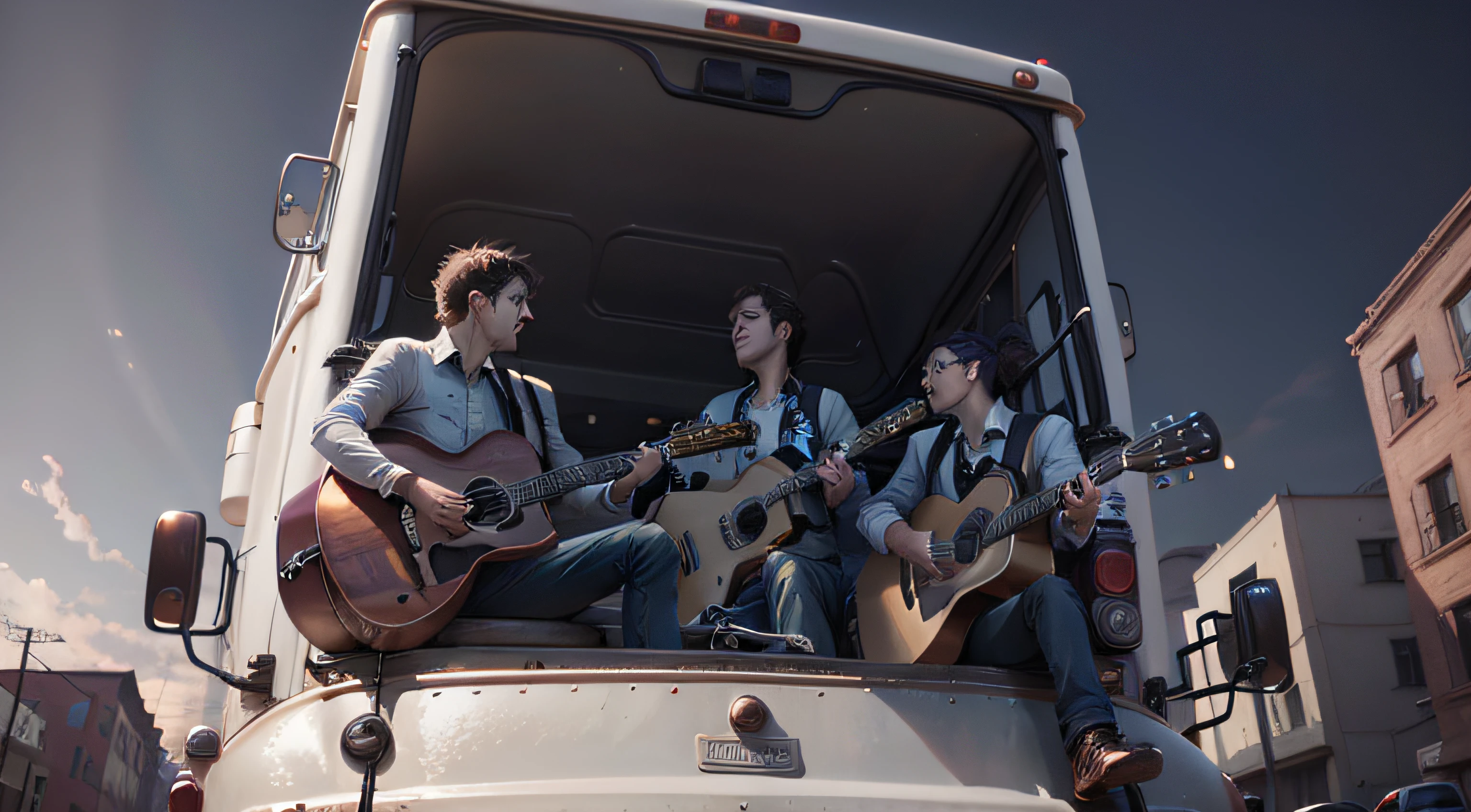 A Band playing on the truck --auto