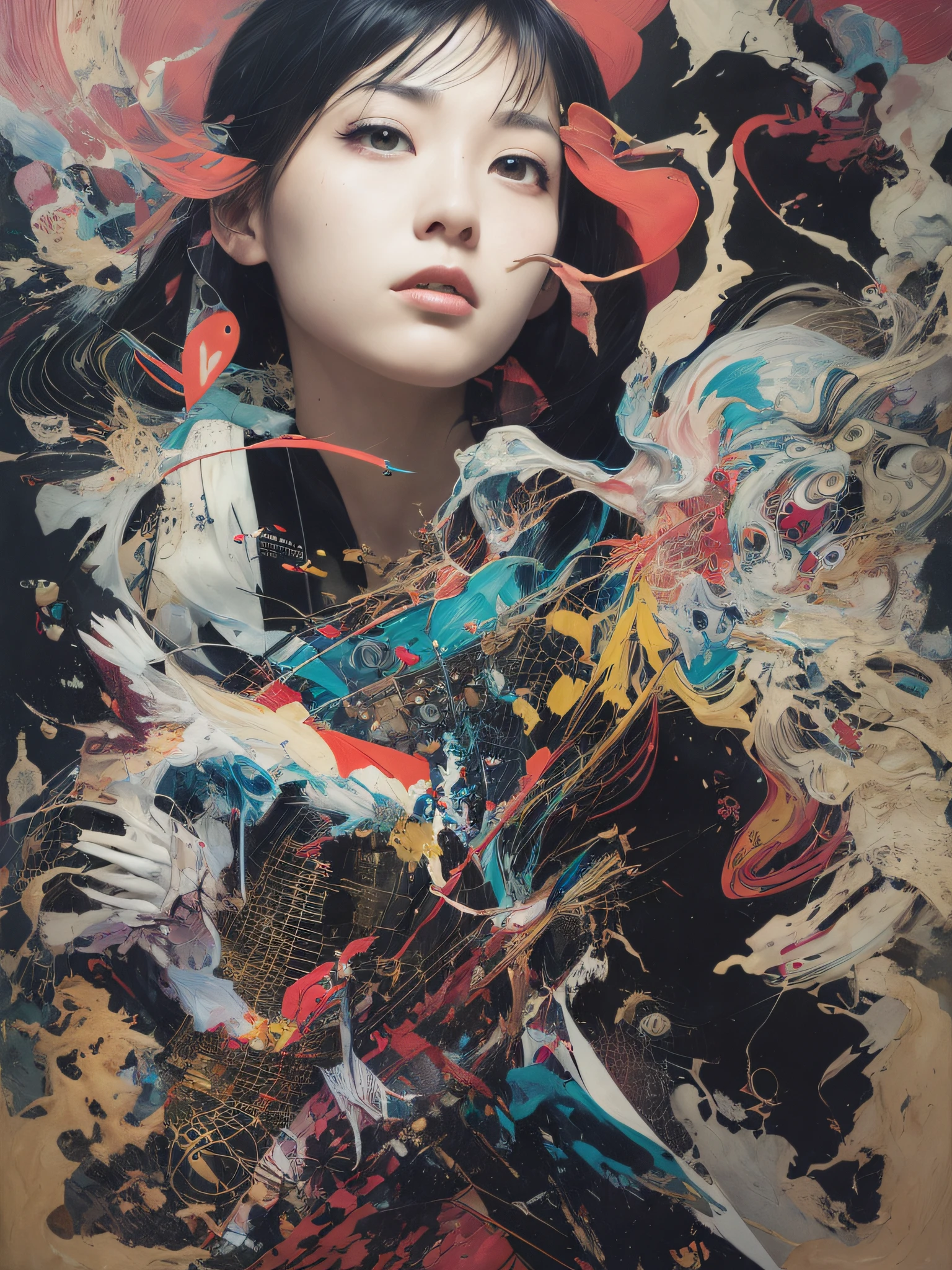 roby dwi antono, ross tran, francis bacon, michal mraz, adrian ghenie, petra cortright, gerhard richter, takato yamamoto, ashley wood, atmospheric, ecstasy of musical notes, streaming musical notes visible