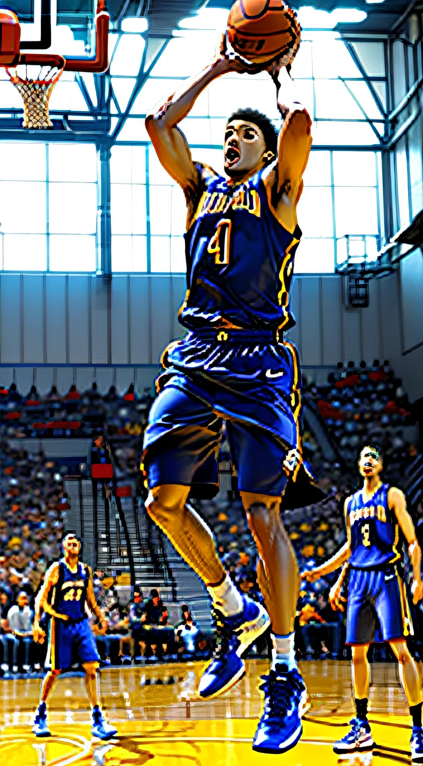 Slam dunks play on the court