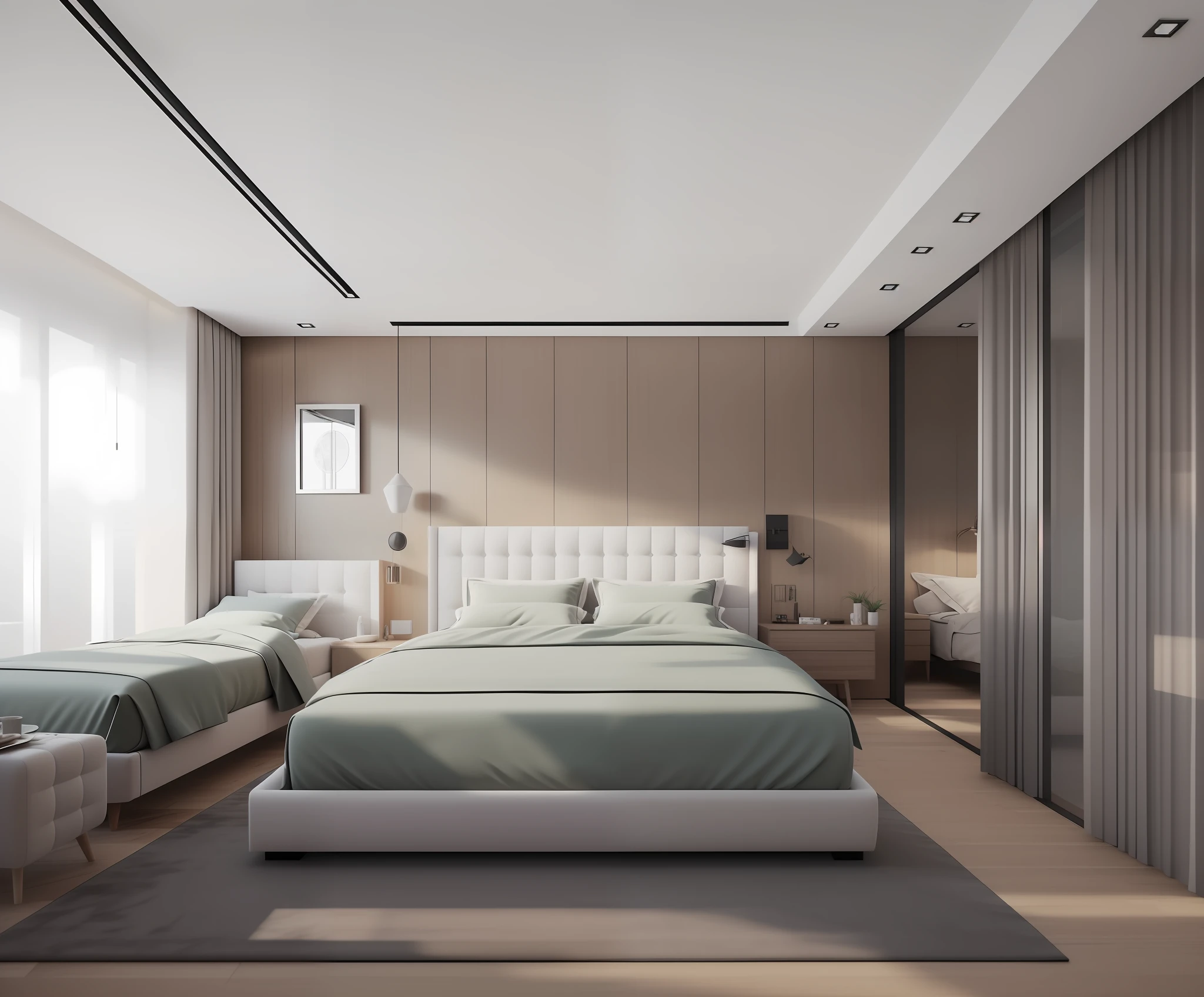 (masterpiece),(high quality), best quality, real,(realistic), super detailed, (full detail),(4k),8k,bedroom, no_humans, scenery, Modern Chinese style,Light shades