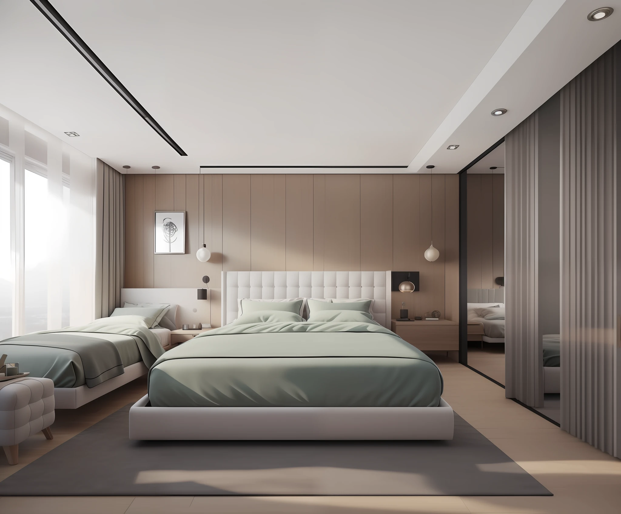 (masterpiece),(high quality), best quality, real,(realistic), super detailed, (full detail),(4k),8k,bedroom, no_humans, scenery, Modern Chinese style，Light shades