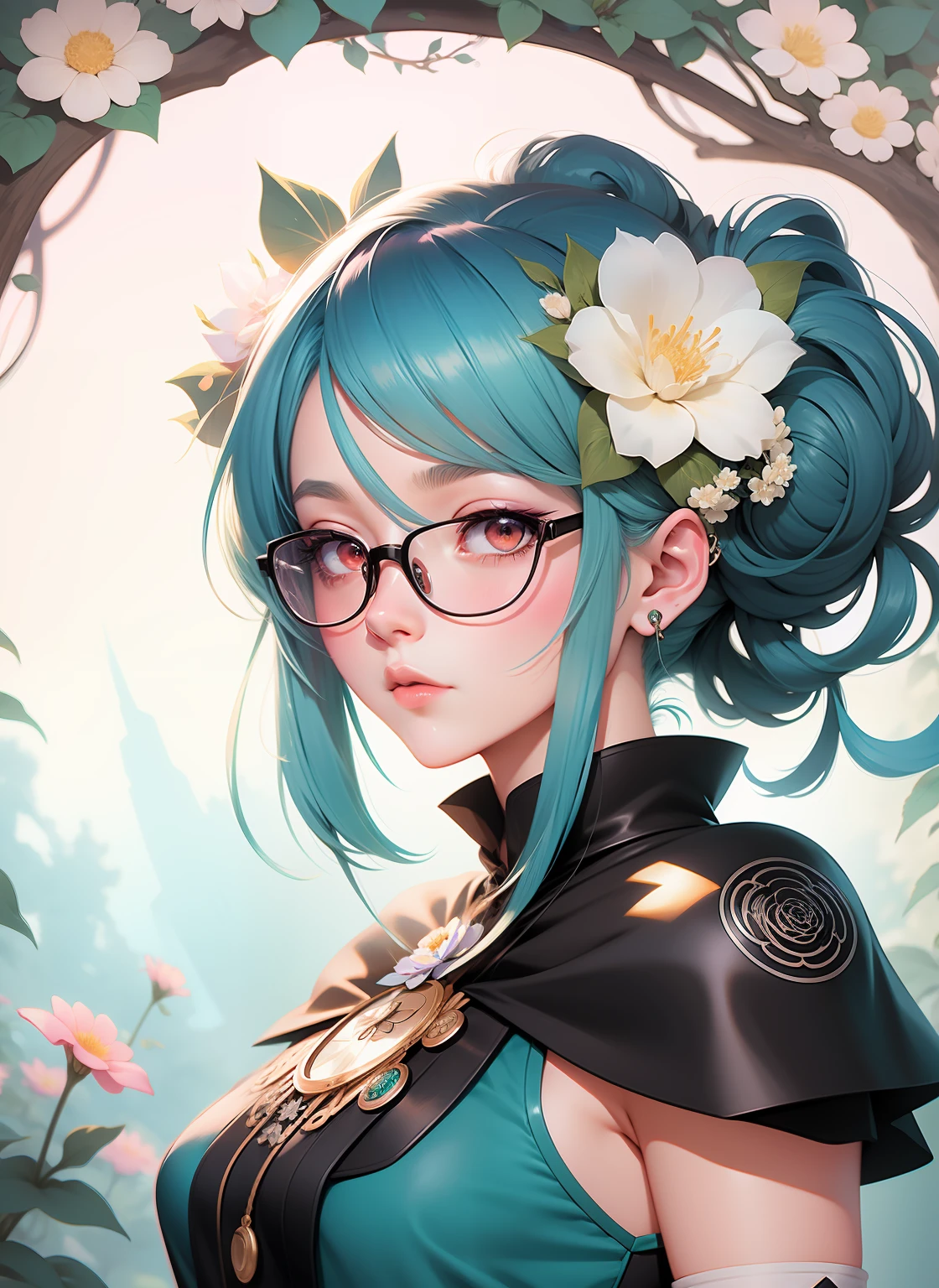 anime girl with blue hair and glasses with flowers in her hair, detailed digital anime art, anime styled digital art, digital anime illustration, beautiful anime art style, digital art on pixiv, anime style portrait, beautiful anime portrait, anime style 4 k, anime girl with teal hair, digital anime art, anime style illustration, anime art style, kawaii realistic portrait,drawing of a woman with blue hair and glasses with flowers in her hair, 2 d anime style, decora inspired illustrations, inspired by Yumihiko Amano, anime girl with teal hair, anime style portrait, beautiful anime art style, portrait of jinx from arcane, manga art style, anime style illustration, anime art style, anime style art, anime styled, beautiful line art, detailed manga style, extremely fine ink lineart, black and white manga style, black and white line art, ink manga drawing, intense line art, pencil and ink manga drawing, intense black line art, in style of manga, exquisite line art, perfect lineart,exquisite line art, exquisite digital illustration, detailed digital drawing, black and white coloring, digital anime illustration, a beautiful artwork illustration, detailed matte fantasy portrait, beautiful line art, great digital art with details, goddess. extremely high detail, 4k detailed digital art, stunning digital illustration