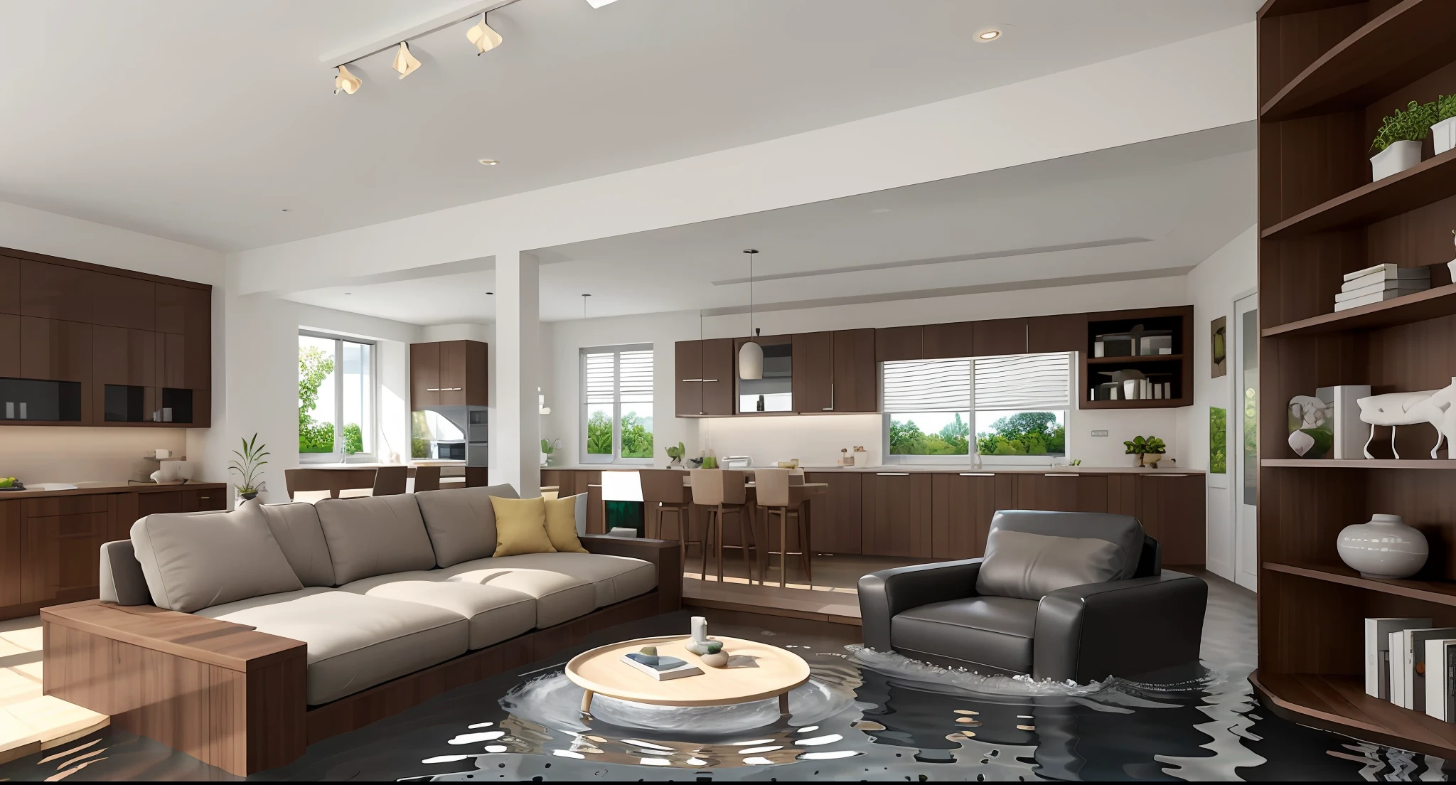 (((Masterpiece))), highest quality, ultra-realistic, contemporary livingroom, flooded with natural light streaming through the windows, the cupboard (1.2)