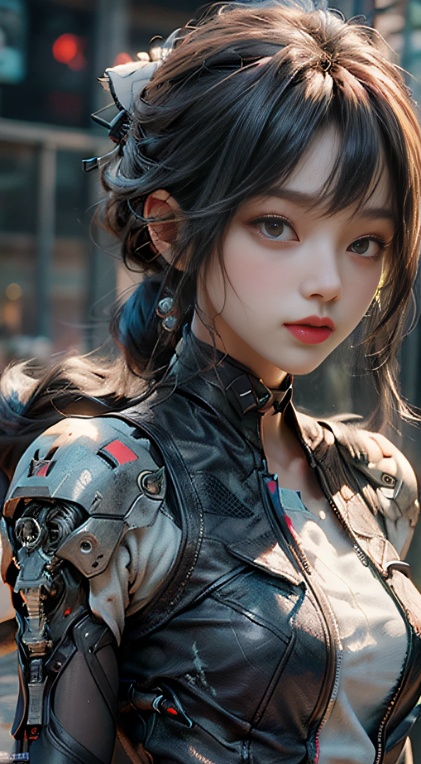 ((Best quality)), ((masterpiece)), (detailed:1.4), 3D, an image of a beautiful cyberpunk female,HDR (High Dynamic Range),Ray Tracing,NVIDIA RTX,Super-Resolution,Unreal 5,Subsurface scattering,PBR Texturing,Post-processing,Anisotropic Filtering,Depth-of-field,Maximum clarity and sharpness,Multi-layered textures,Albedo and Specular maps,Surface shading,Accurate simulation of light-material interaction,Perfect proportions,Octane Render,Two-tone lighting,Wide aperture,Low ISO,White balance,Rule of thirds,8K RAW,