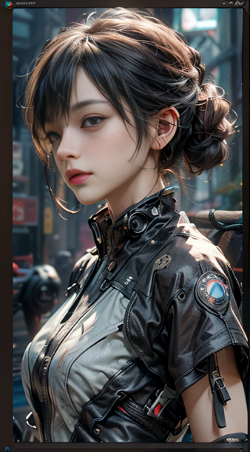 ((Best quality)), ((masterpiece)), (detailed:1.4), 3D, an image of a beautiful cyberpunk female,HDR (High Dynamic Range),Ray Tracing,NVIDIA RTX,Super-Resolution,Unreal 5,Subsurface scattering,PBR Texturing,Post-processing,Anisotropic Filtering,Depth-of-field,Maximum clarity and sharpness,Multi-layered textures,Albedo and Specular maps,Surface shading,Accurate simulation of light-material interaction,Perfect proportions,Octane Render,Two-tone lighting,Wide aperture,Low ISO,White balance,Rule of thirds,8K RAW,