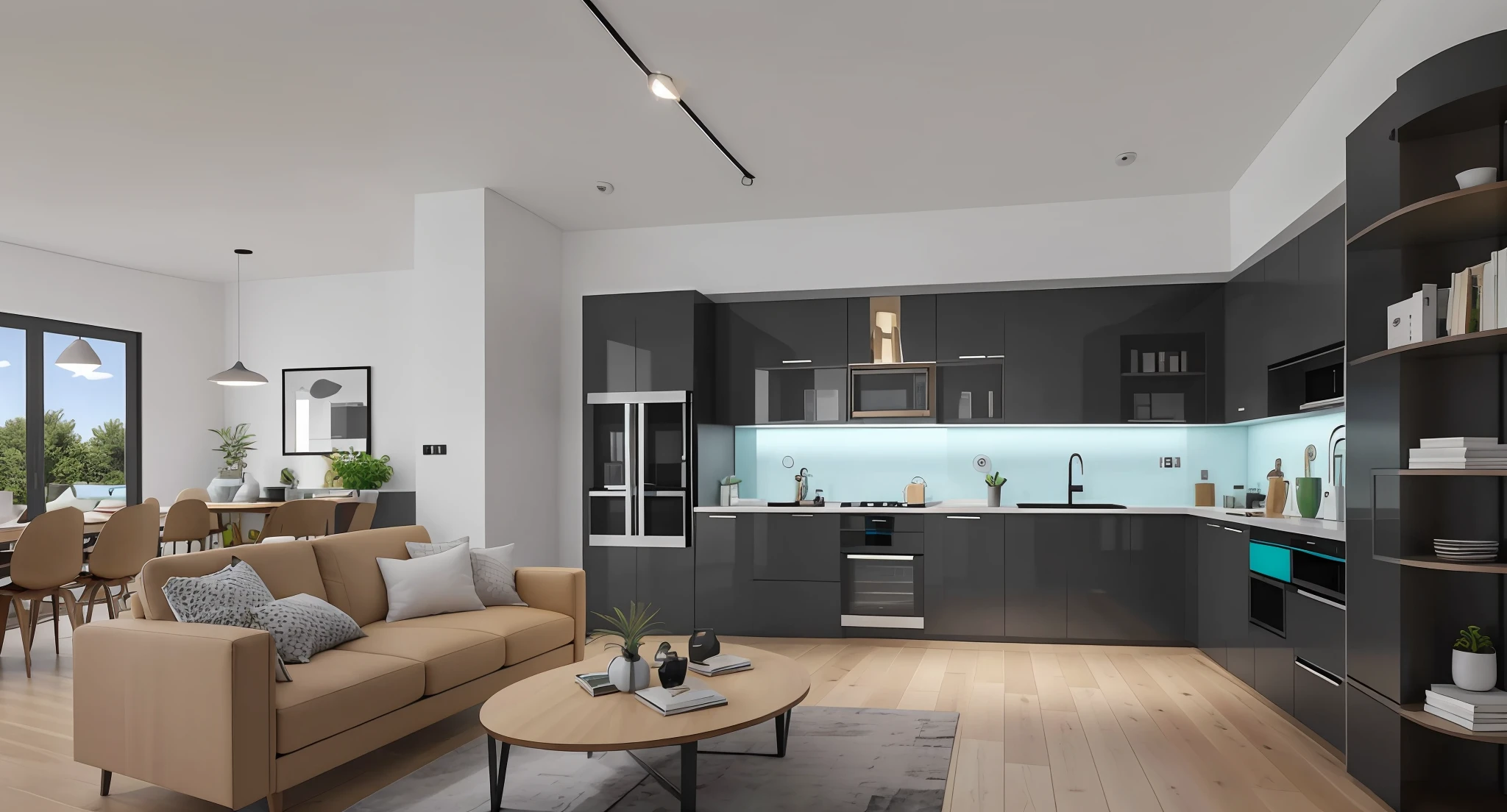 (((tmasterpiece))),HighestQuali,hyper realisitc,modern living room,Full of natural light from the windows,cupboard(1.2),Minimalist