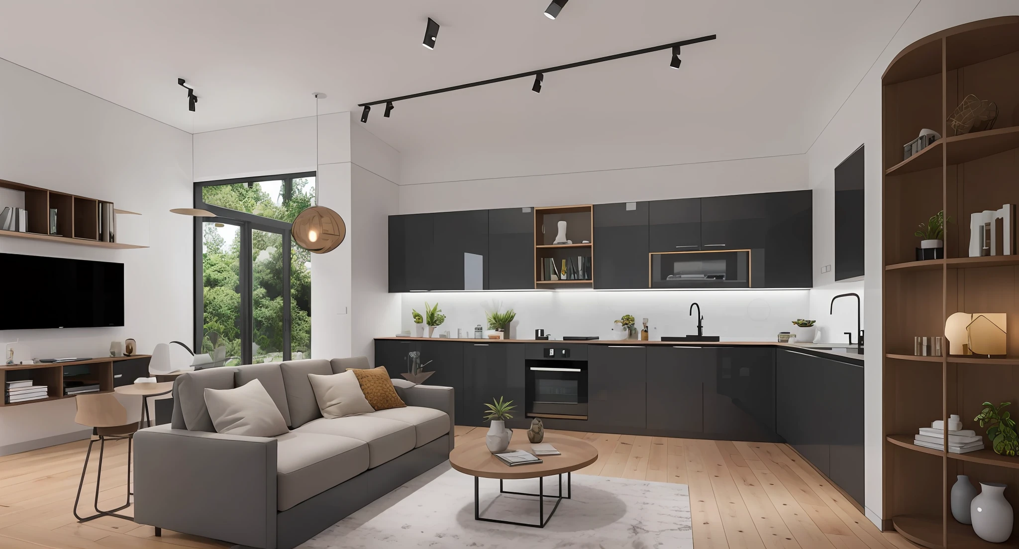 (((tmasterpiece))),HighestQuali,hyper realisitc,modern living room,Full of natural light from the windows,cupboard(1.2),Minimalist