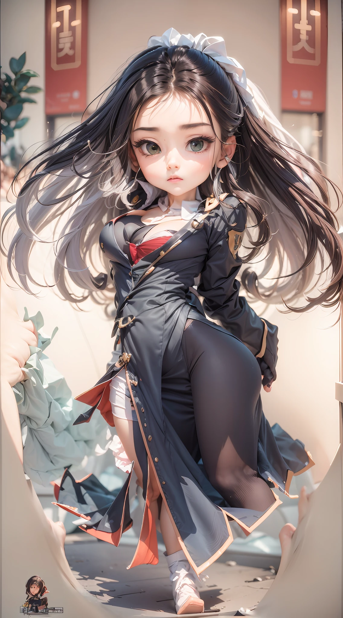 Pick your figure,Rong long face,Wearing a silver and red jacket,Green satin vest,White Aya thin fold skirt。--Attack