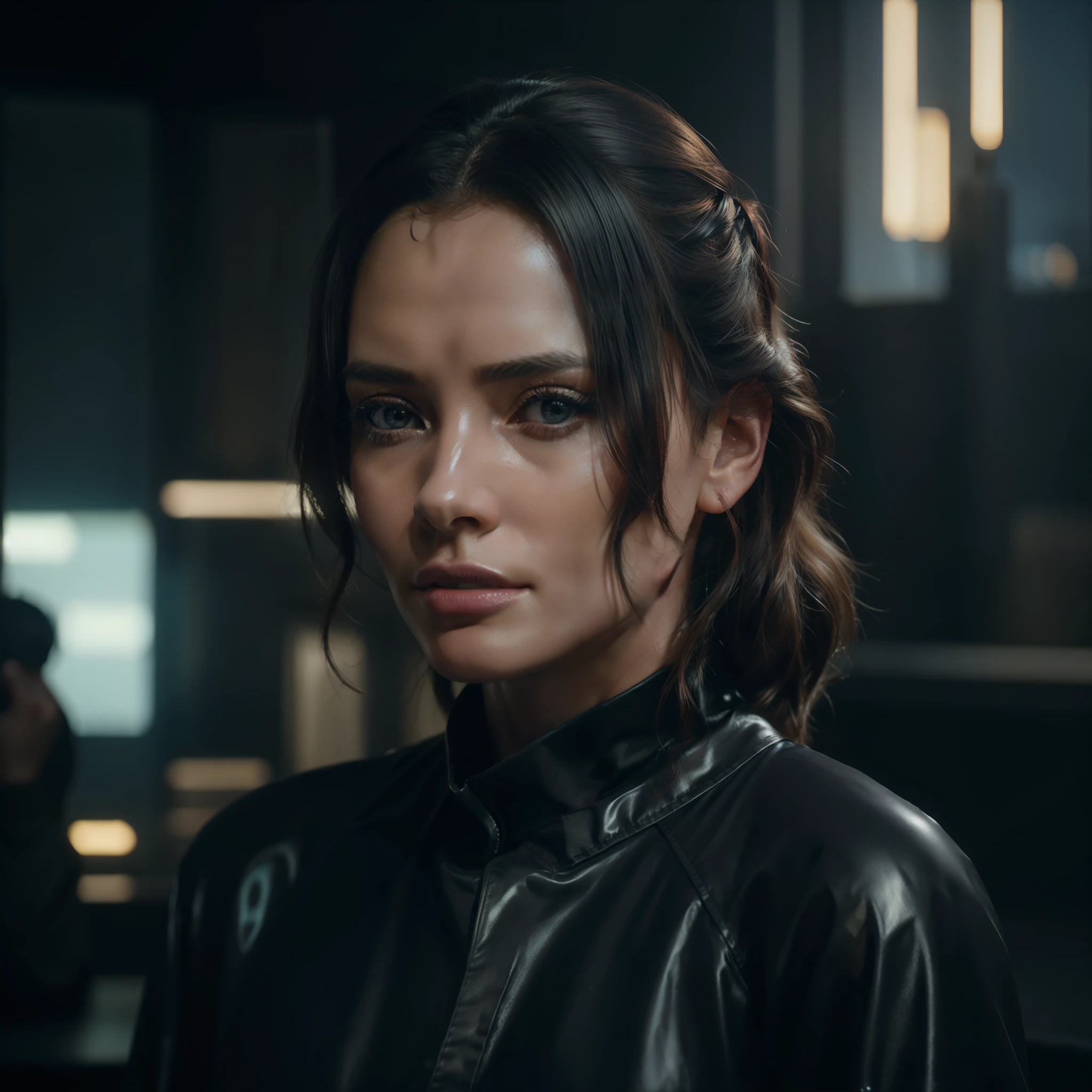 8k, ARTISTIC photography, best quality, masterpiece: 1.2), RAW photo, a (potrait:1.2) of a woman ,Cyberpunk balcony wearing a black latex Kimono (((frances pugh))) (highly detailed skin:1.2), 8k uhd, dslr, soft lighting, high quality, film grain, Fujifilm XT3, staring at the camera in front, wild blonde hair, ((dynamic pose))) over-detailed face, beautiful body, 8k uhd, SLR camera, soft lighting, high quality, film grain, Arri Alexa mini , Cinematic lighting, octane render, cinematic lighting, complex, 8k resolution concept art portrait , edgerunner, blade runner, Cyberpunk 2077, hyperrealistic, photo awesome, gritty, realistic, (((pure 8K))), (((perfect anatomy))), extremely high-quality graphics, Riddley Scott, Blade Runner, Denis Villeneuve, (((cinematic lighting))), ((clear details)), complex, highly detailed background (zen garden),