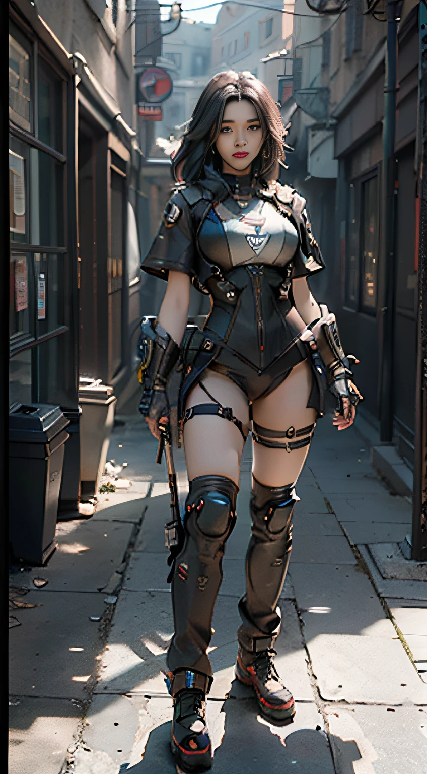 ((Best quality)), ((masterpiece)), (detailed:1.4), 3D, an image of a beautiful cyberpunk female,HDR (High Dynamic Range),Ray Tracing,NVIDIA RTX,Super-Resolution,Unreal 5,Subsurface scattering,PBR Texturing,Post-processing,Anisotropic Filtering,Depth-of-field,Maximum clarity and sharpness,Multi-layered textures,Albedo and Specular maps,Surface shading,Accurate simulation of light-material interaction,Perfect proportions,Octane Render,Two-tone lighting,Wide aperture,Low ISO,White balance,Rule of thirds,8K RAW,
