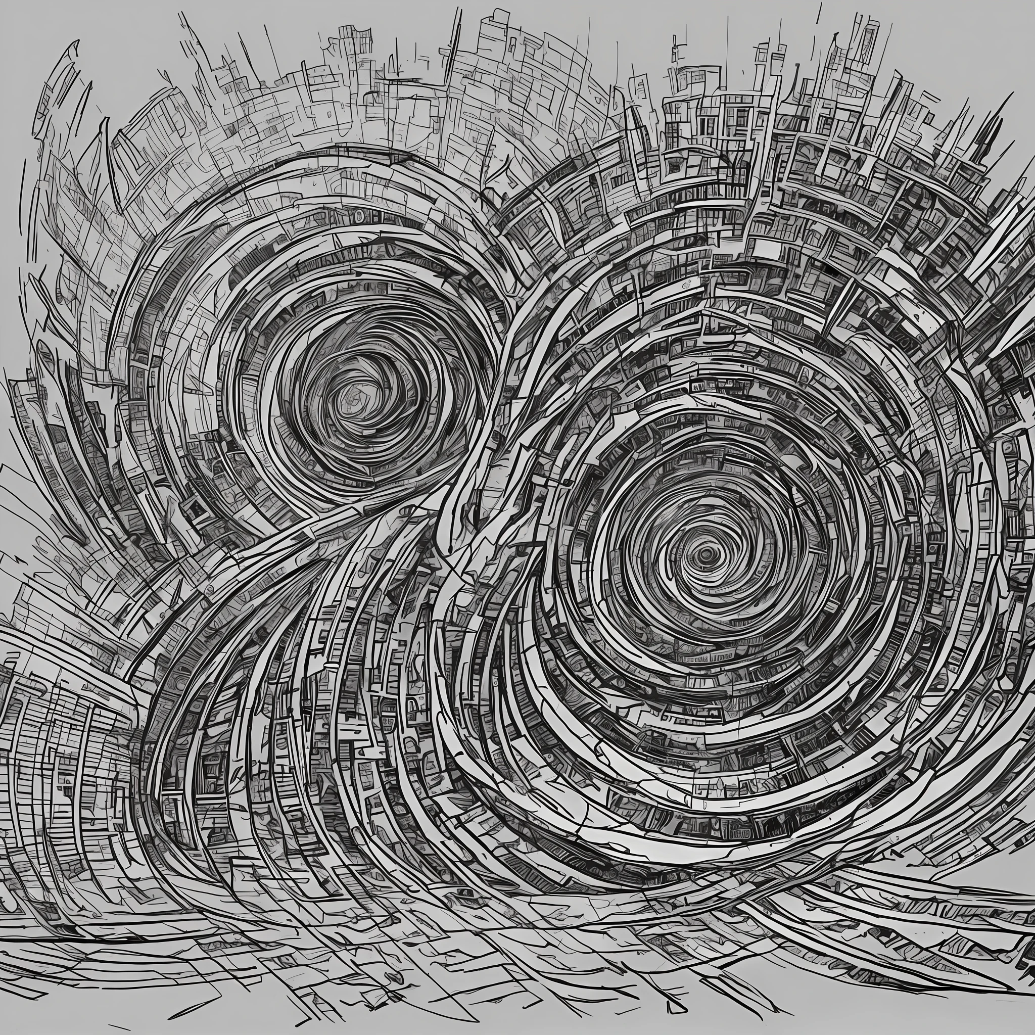 Time travel monochromatic sketch line