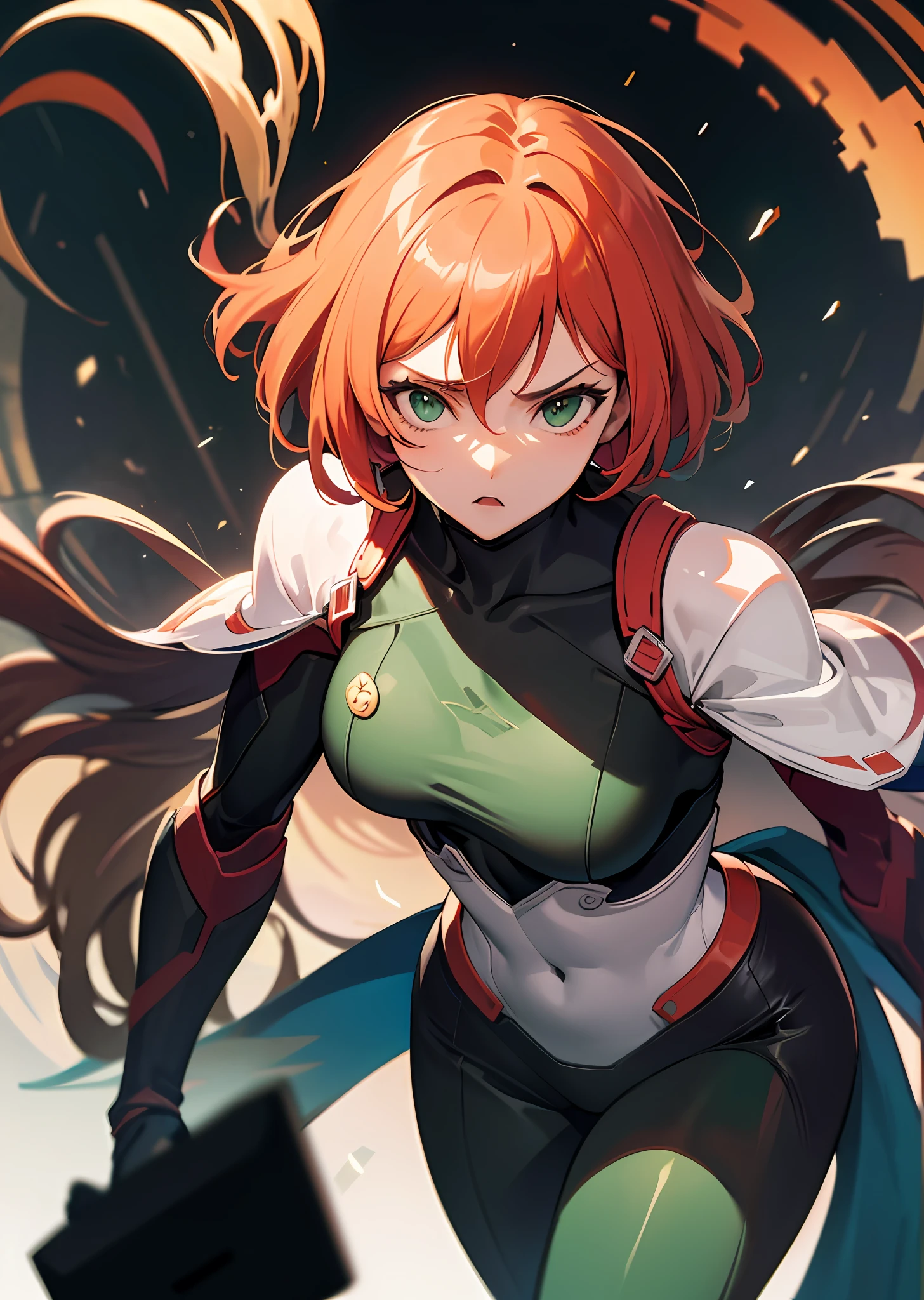 (masutepiece), Best Quality, High resolution, Ultra-detailed, Vivid texture, Mask、Stand up to the powerful, A tight bodysuit that emphasizes her gorgeous figure, Dynamic lighting, greenr/Black contrast, cinematic view, intense emotion, Immersive experience, timeless beauty, Breathtaking.