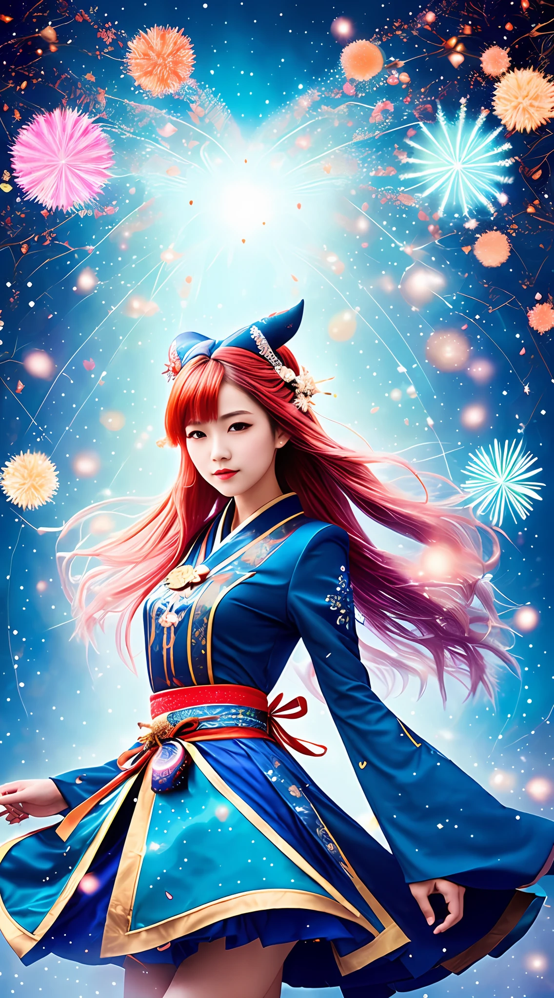 (((Best Picture Quality))), Unique painting style, The cute Genshin character Kori, Clear and moving, Enchanted expression, elaborately designed clothes, Magical atmosphere, Brilliant magic effects, A gentle breeze blows, Colorful magic particle effects