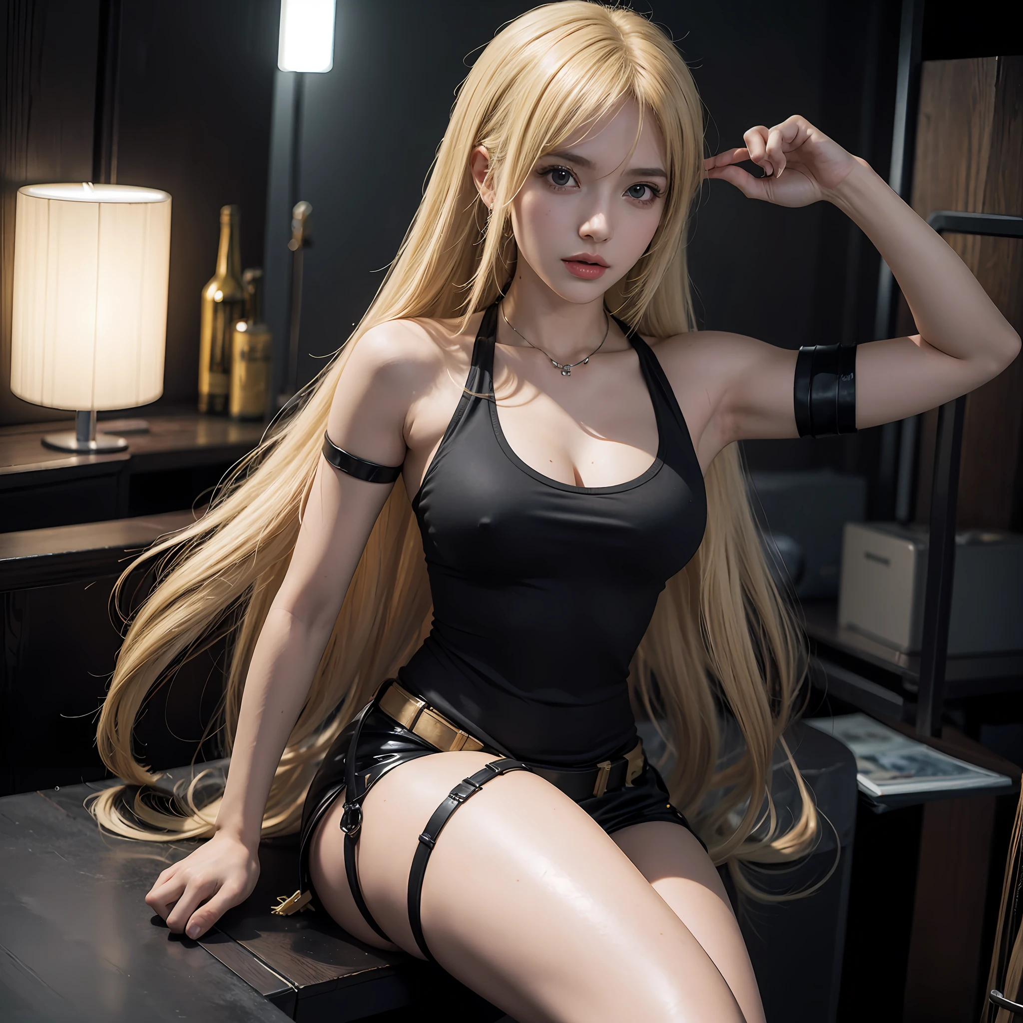 Woman with rather long brown hair and tank top, glamorous tifa lockheart, Tifa Lockhart, a female anime character, Tifa Lockhart, Tifa, anya from spy x family, misa amane *, Fine details. girls' frontline, tifa lockhart portrait, Portrait of Tifa Lockhart, rena nounen style 3/4, Brown-haired anime girl with long hair