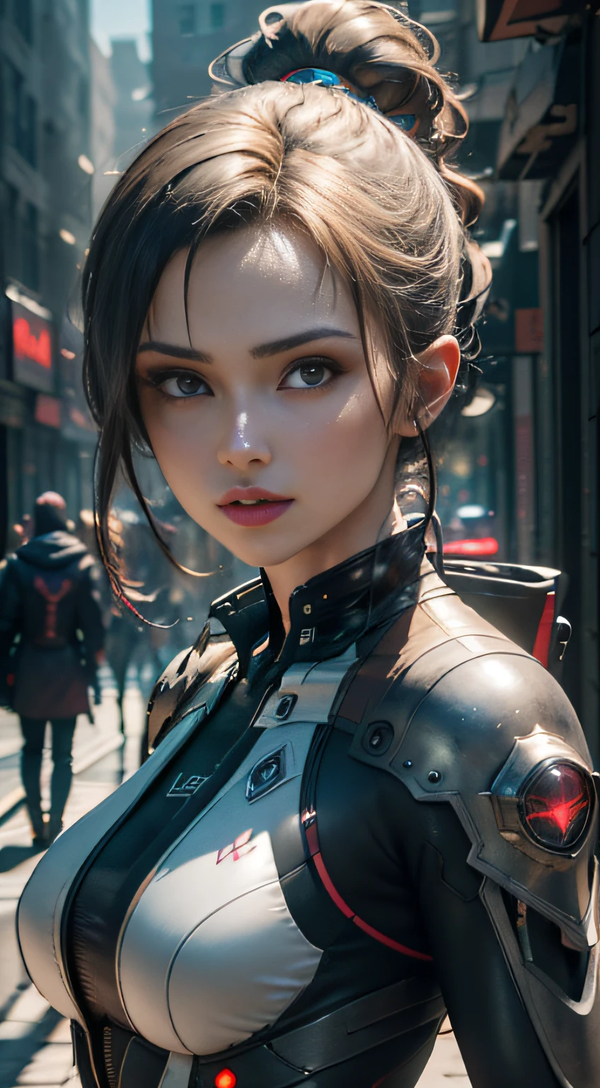 ((Best quality)), ((masterpiece)), (detailed:1.4), 3D, an image of a beautiful cyberpunk female,HDR (High Dynamic Range),Ray Tracing,NVIDIA RTX,Super-Resolution,Unreal 5,Subsurface scattering,PBR Texturing,Post-processing,Anisotropic Filtering,Depth-of-field,Maximum clarity and sharpness,Multi-layered textures,Albedo and Specular maps,Surface shading,Accurate simulation of light-material interaction,Perfect proportions,Octane Render,Two-tone lighting,Wide aperture,Low ISO,White balance,Rule of thirds,8K RAW,