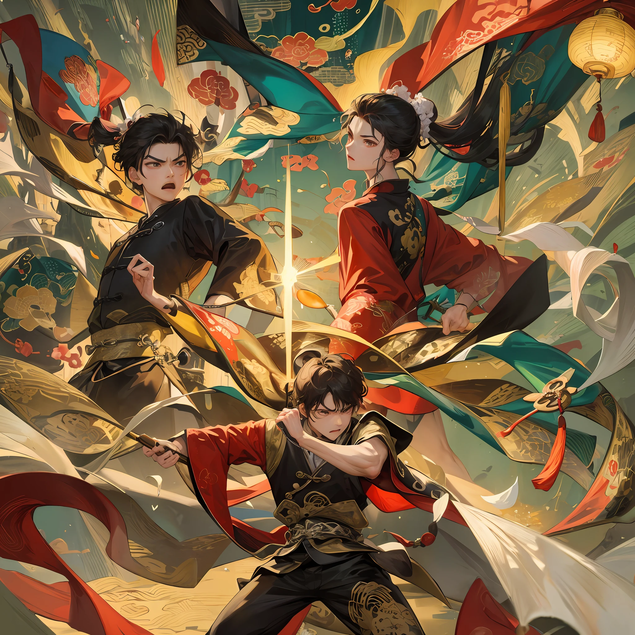 Masterpiece, Best quality, The little boy has fighting power,The expression is arrogant Chinese style, Ancient China,