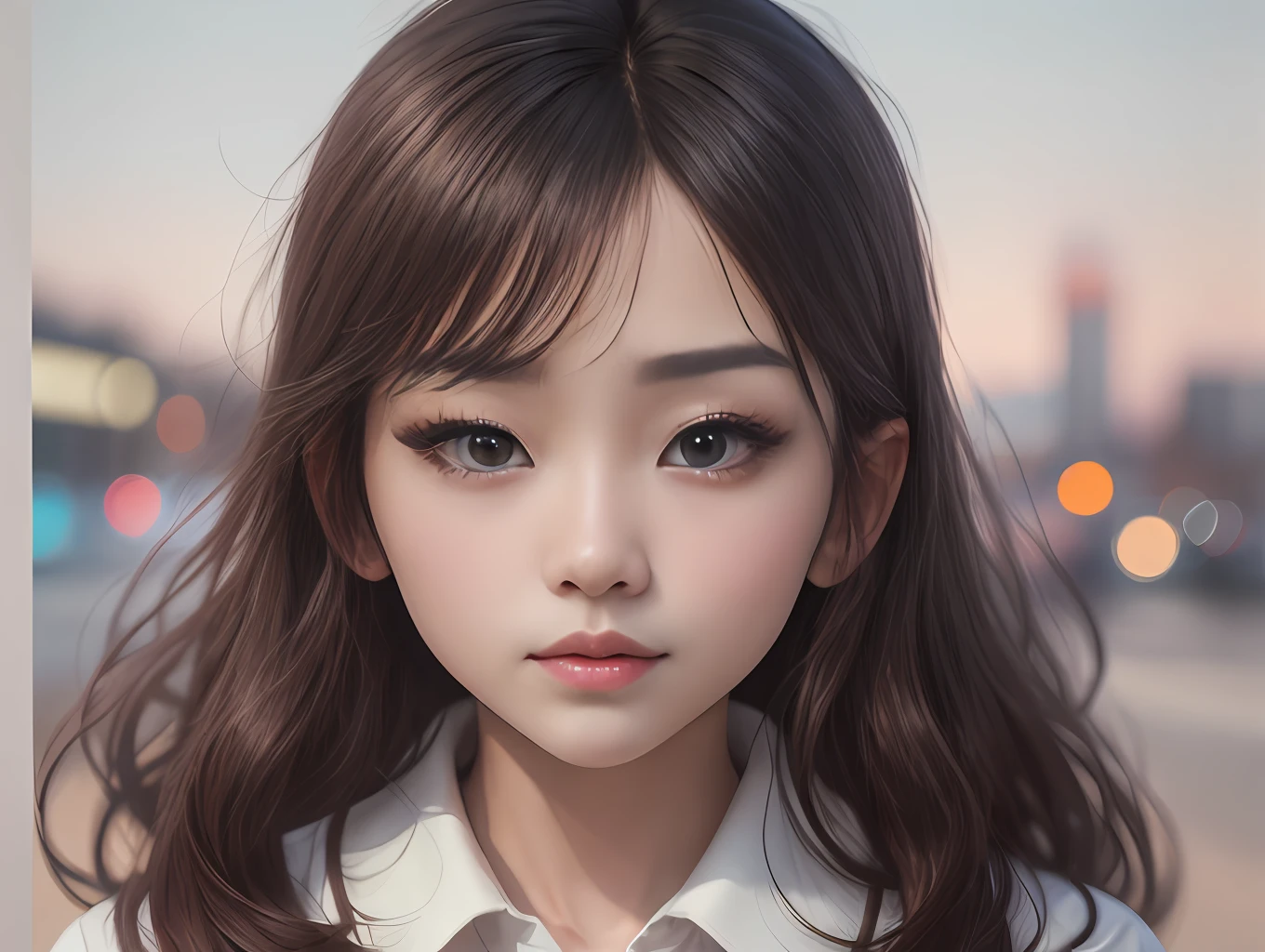 a close up of a woman in a skirt and shirt, japanese model, korean women's fashion model, wearing white shirt, wearing a blouse, mid shot portrait, clothed in white shirt, 奈良美智, cute young woman, dilraba dilmurat, beautiful asian girl, gorgeous young korean woman, closeup portrait shot