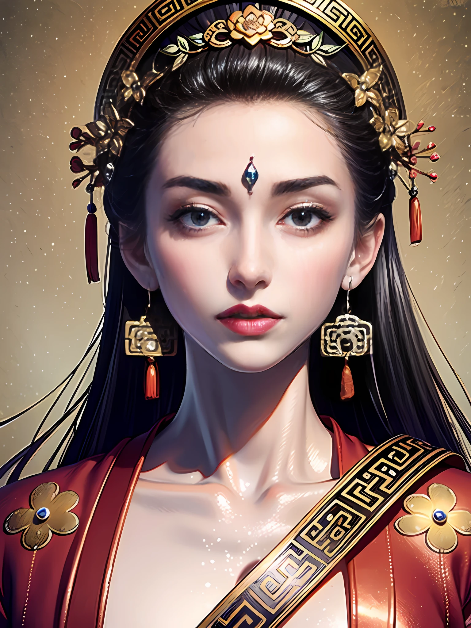 An ancient Chinese beauty, sunshine, clear face, masterpiece, ancient Chinese background, super detail, epic composition, ultra HD, high quality, extremely detailed, official art, unified 8k wallpaper, super detail, 32k -- v 6