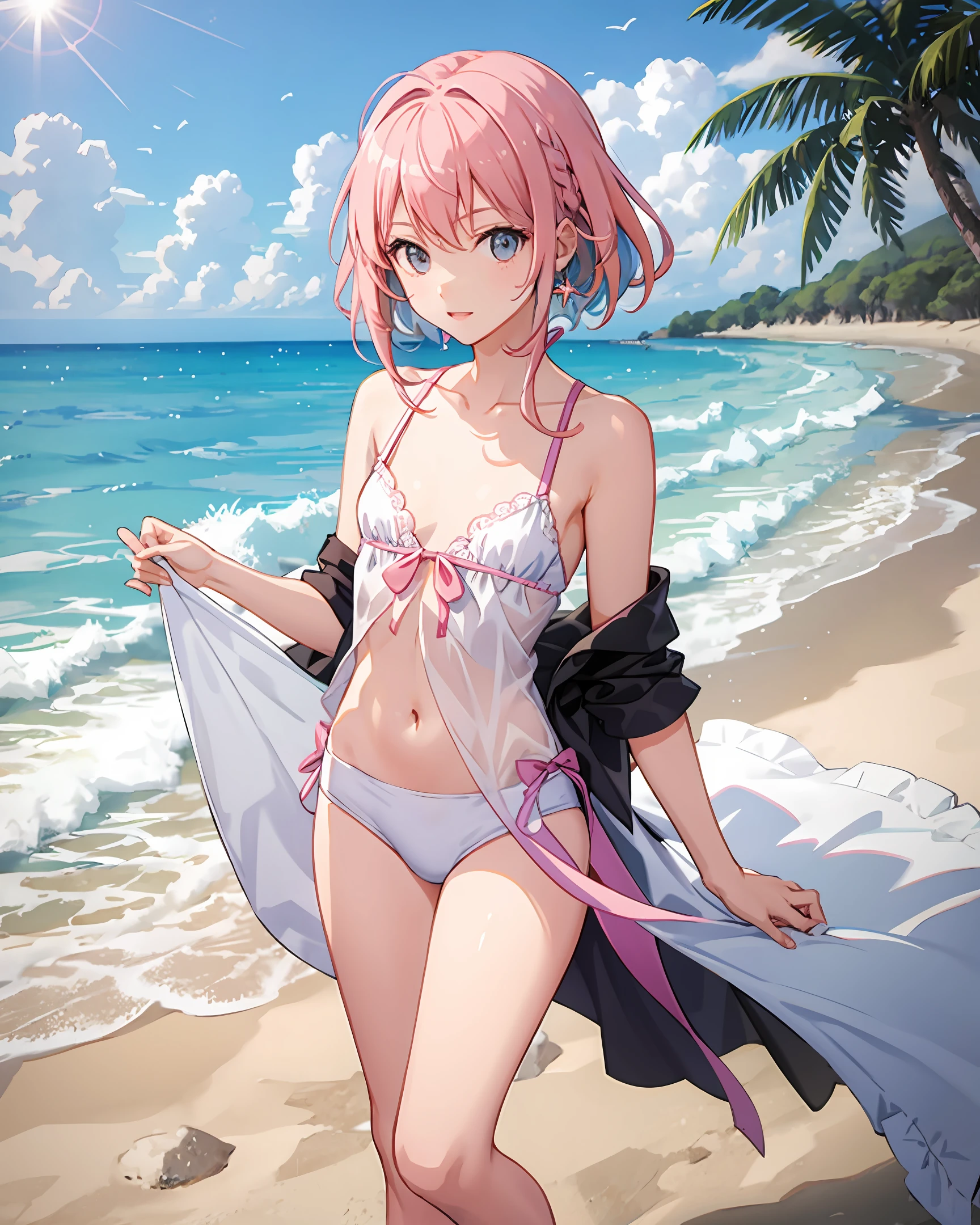 Kizi,Pink hair,adolable,Small chest,Need,tmasterpiece,A high resolution