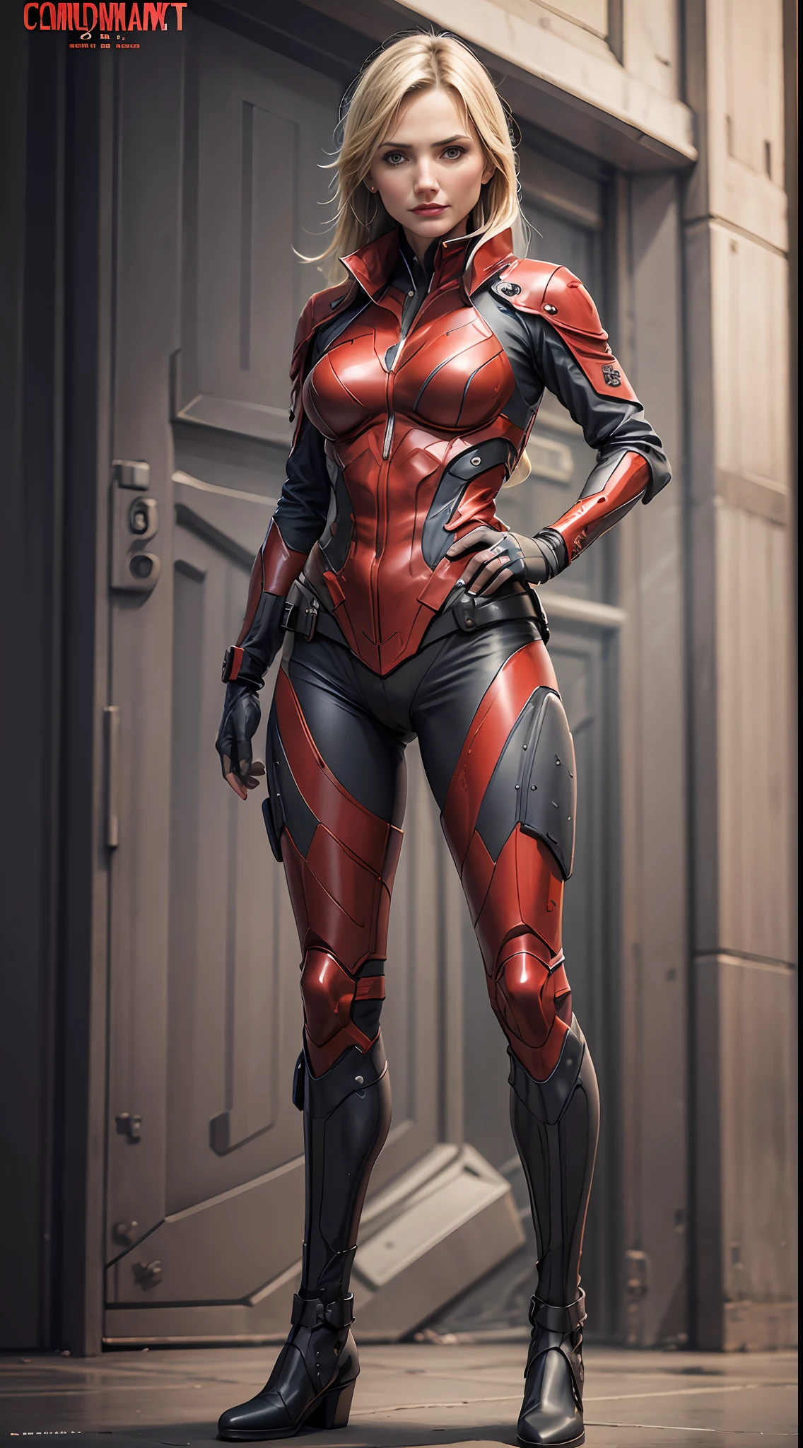 Cameron Diaz、Red combat uniform、top-quality、​masterpiece、detailed full-body concept