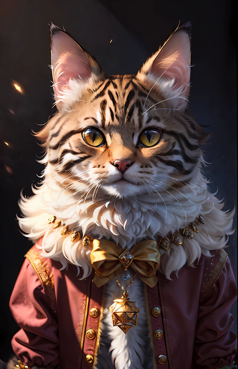 ((a cat in clothes)),，full shot，fluffy hair, anthropomorphic expressions, rich colors, exquisite details, masterpiece, realistic，artsation, cg, realistic, Unreal Engine , real light and shadow, beautiful rich colors, amazing details, high quality，a pair of ears