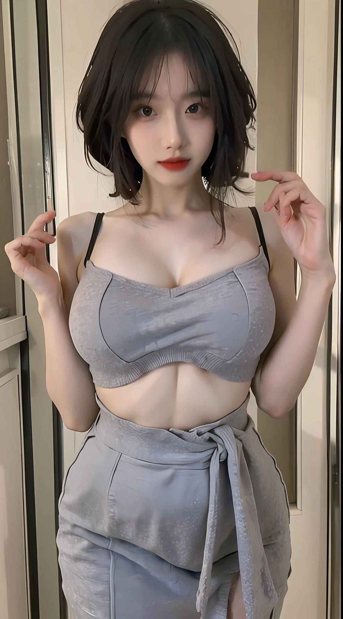 ((Best Quality, 8K, Masterpiece: 1.3)), 1girl, Slim Abs Beauty: 1.3, (Hairstyle Casual, Big Breasts: 1.2), Dress: 1.1, Super Fine Face, Delicate Eyes, Double Eyelids, Home