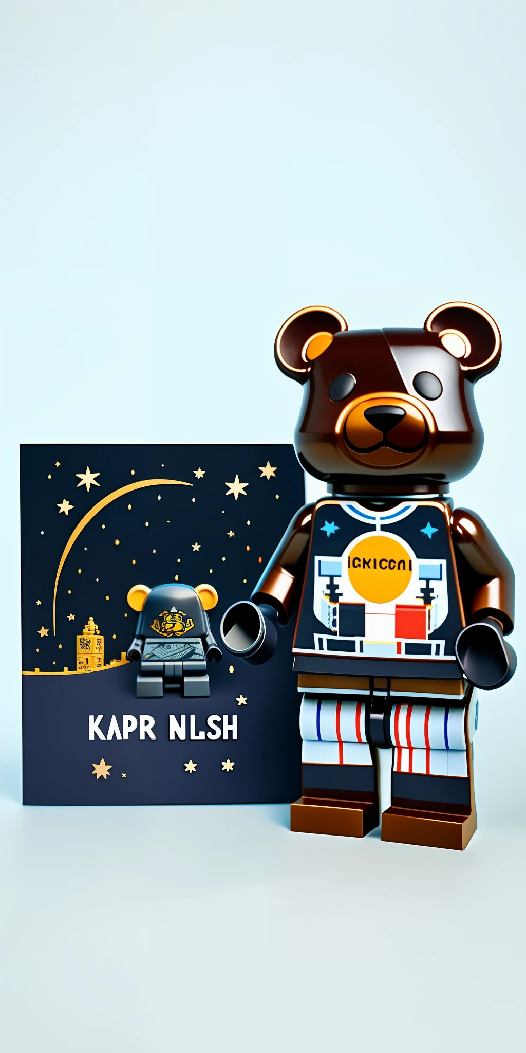 Lego bear with birthday card and card holder, bearbrick, teddy fresh, half robot half bear, beastars legoshi, nikolay, Night mood, legoshi from beastars, legos, sofubi, moon bear samurai, Inspired by Sam Havatoi, maxim shirkov, nicki minaj, Night sky, inspired by Károly Brocky