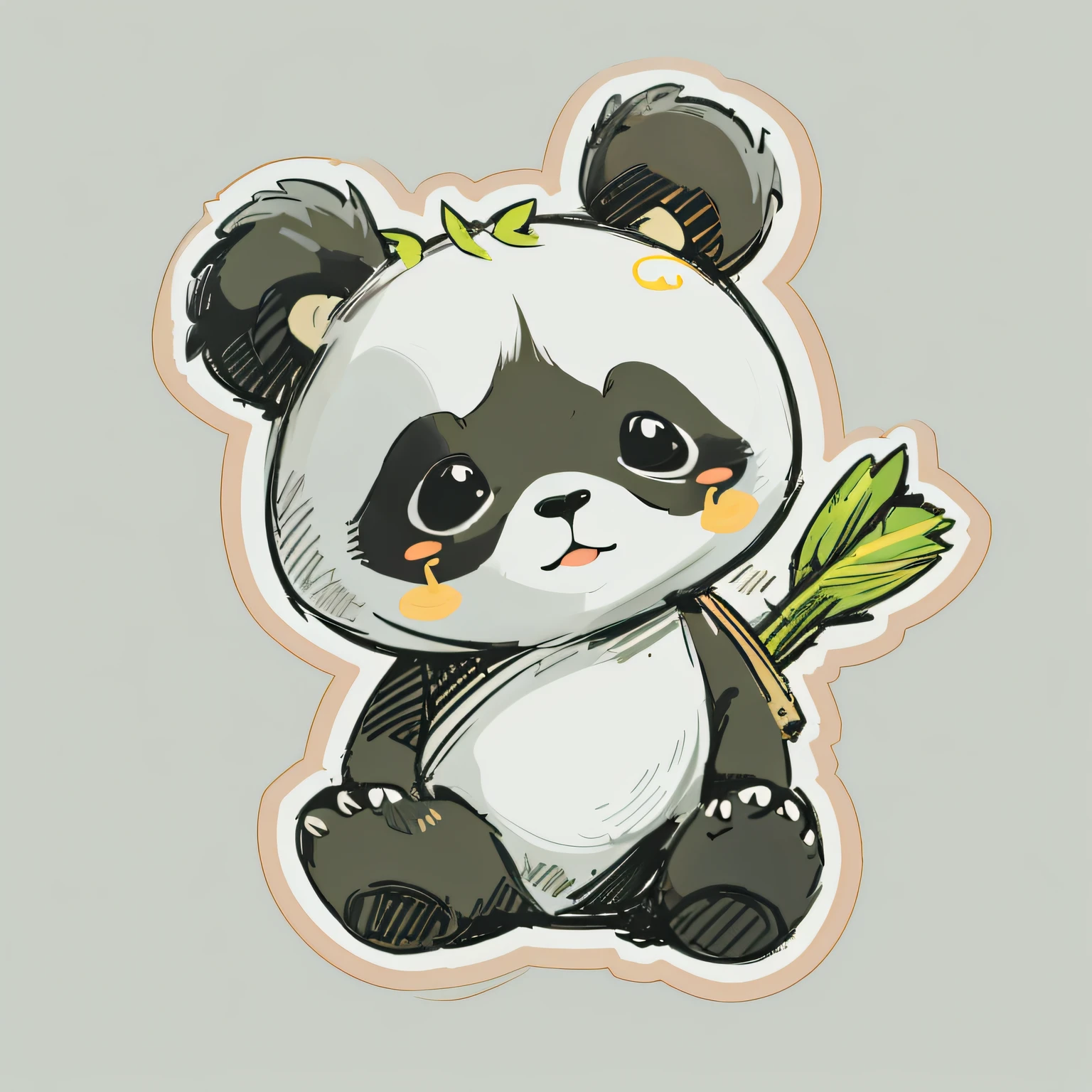 a sticker,1panda,Simple background,