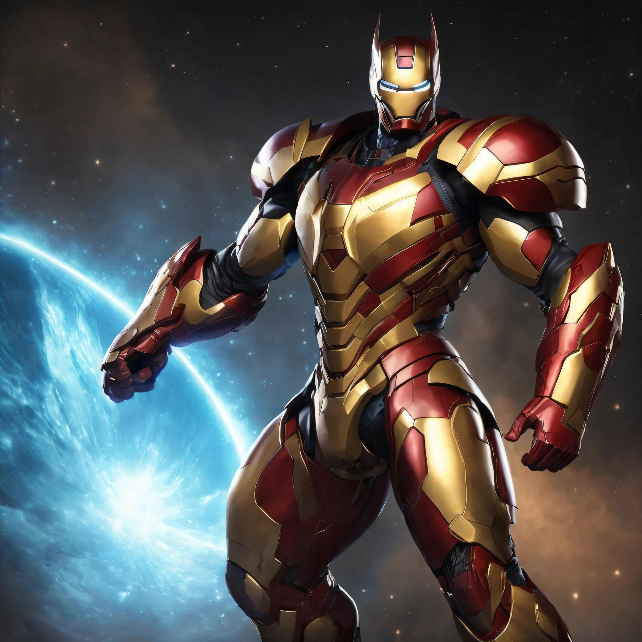 Handsome-looking,Chinese male with a height of 179 cm,He lives in Suqian area, Jiangsu Province, China,Fit and fit,Weight 70 kg,He wears gold wire glasses on his face,Single eyelids,The nose is high,Thick eyebrows,Wearing Iron Man's Mark 6 armor,Smash the Protoss of outer space in mid-air,Protoss are beautiful and gorgeous-looking women,Full-figured,The skin is very white --auto