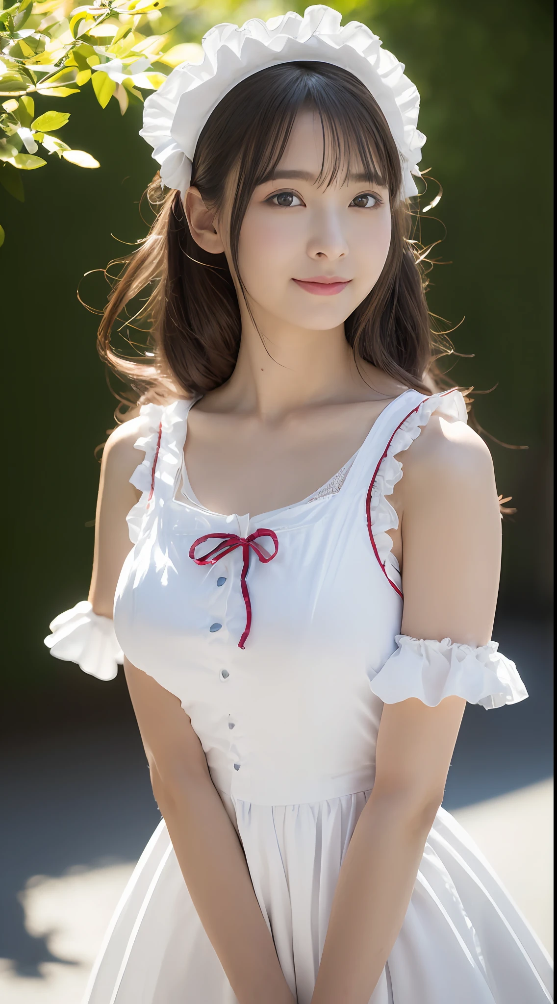20 year old woman in maid clothes posing for photo, japanese maid cafe, gorgeous maid, maid clothes, wearing a maid outfit, anime girls in maid costumes, beauty legs、knee high、maid! Dress, maid, maid dress, Lori, (Photorealsitic:1.4)、(masuter piece:1.3)、 (intricate-detail:1.2), (crisp photos)、Raw photo, (top-quality, masterpiece:1.2),(intricate detailes:1.4),(octane renderings, Complex 3D rendering ultra detail, Studio Soft Light, Rim Lights, vibrant detail, Super Detail, realistic skin textures, Detail Face, Beautiful detail eyes, Very detailed CG Unity 16k wallpaper, make - up, (detailedbackground:1.2), shinny skin、