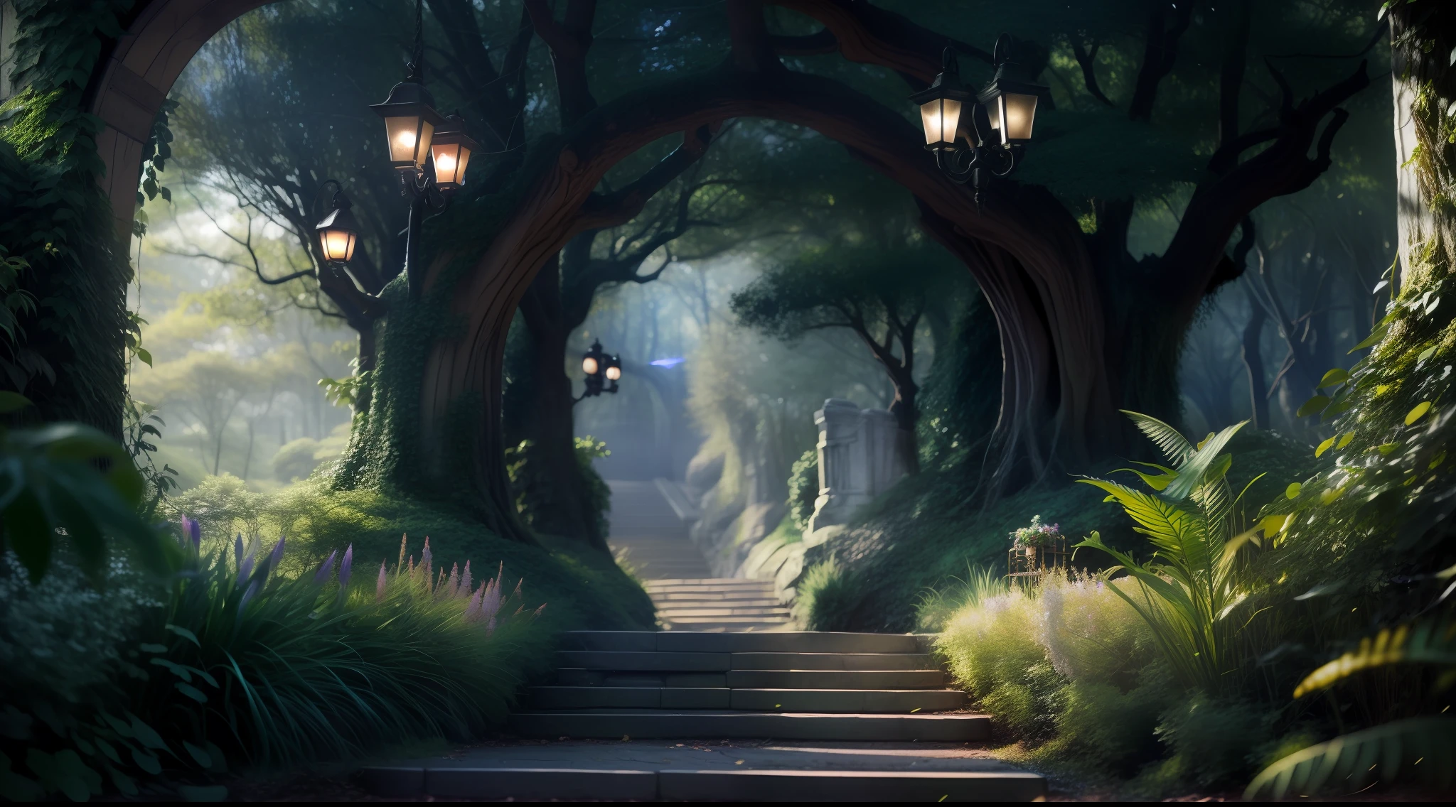 Fantastic Forest、Mysterious entrance、Gives off a soft etheric glow、Mysterious powers、The world beyond the entrance will change forever。Glowing plants and creatures decorate the landscape、Otherworldly beings appear。It depicts the touching moment when you find a fantastic entrance。Create works that express the transition from everyday life to fantasy。Very realistic, Photography, One-person viewpoint, Super Detail, high detailing, High quality, in 8K