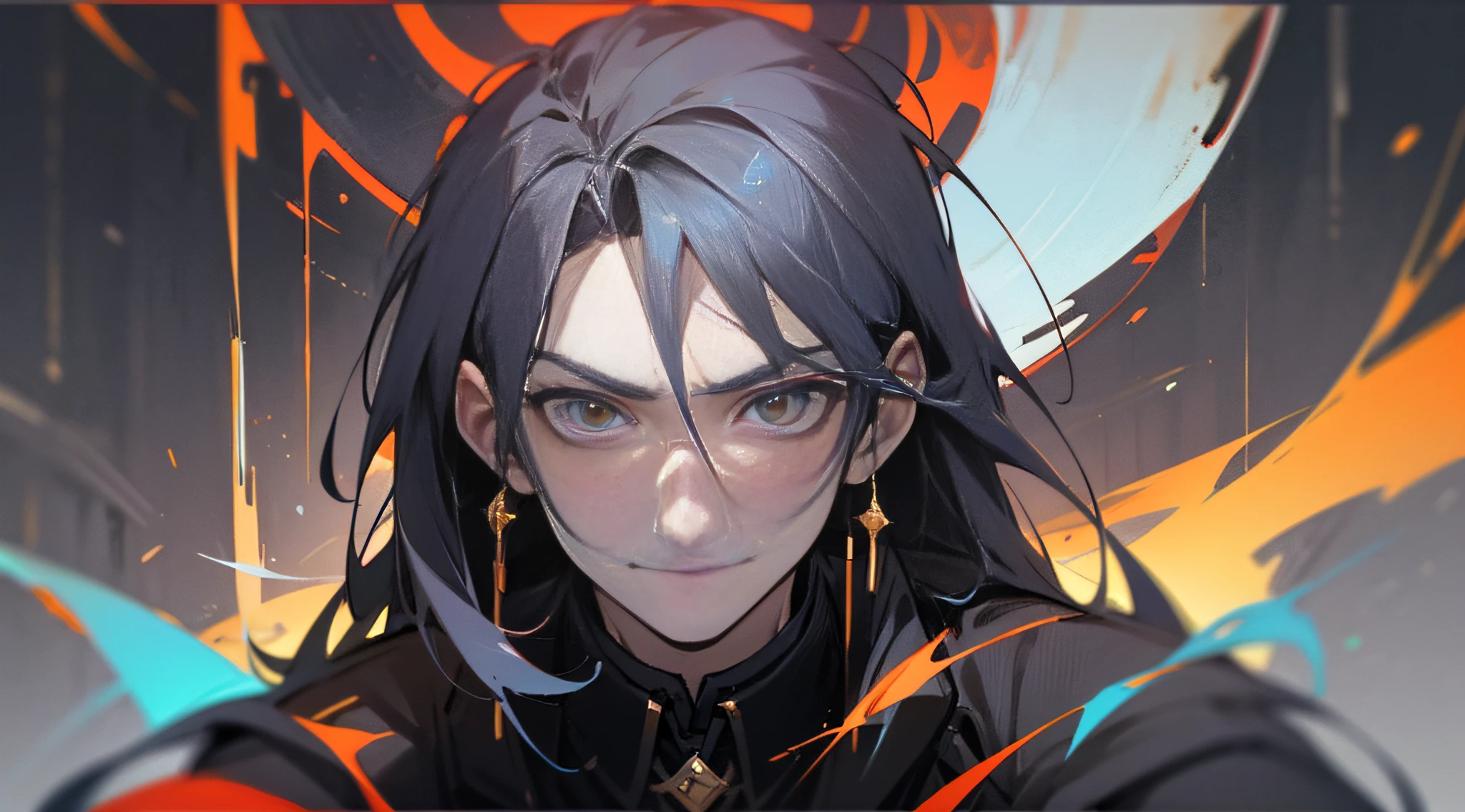 A tall man heard the report of his subordinate,An ominous smile appeared,He looked forward coldly,The gaze revealed murderous intent。It was surrounded by a gloomy atmosphere,As if heralding the coming bloody battle。The style is similar to the prosperity of the star art group,32K,High quality,master piece,super detailing,ighly detailed