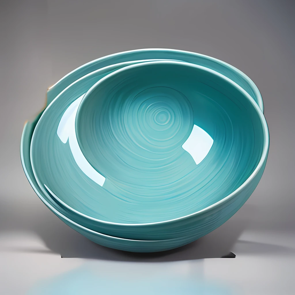 Ceramic artwork with cyan surface，Intricate and elegant curves，rich details​