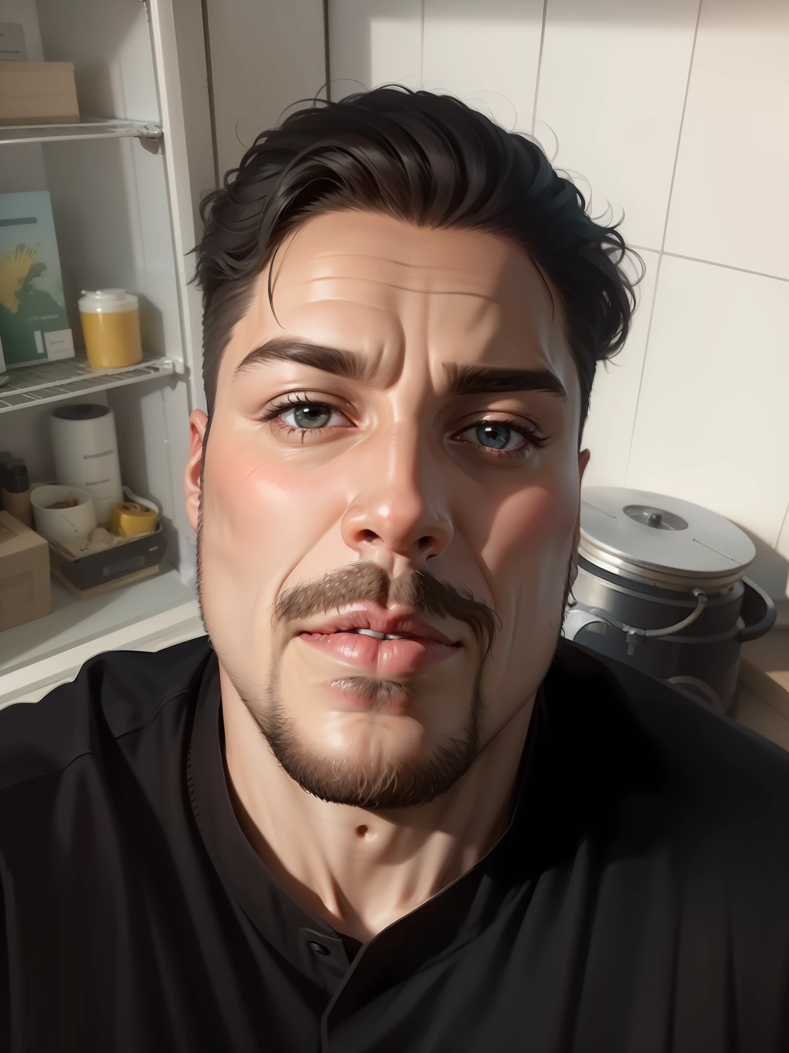 Man in 8k cinematic black shirt