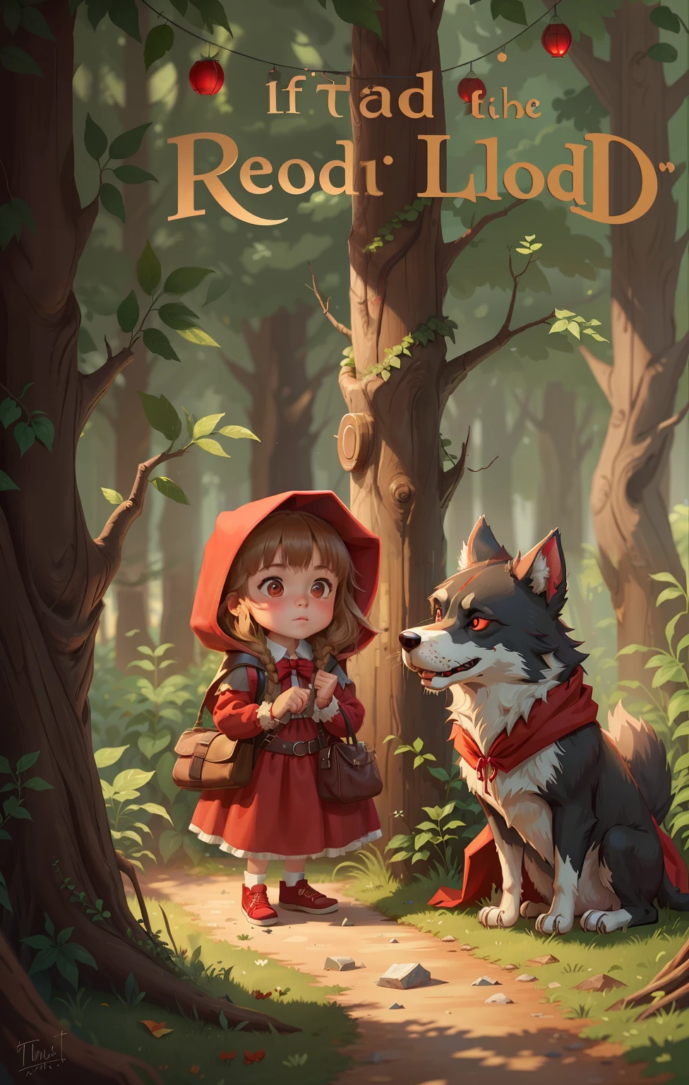 Little Red Riding Hood and the Big Bad Wolf,(tmasterpiece,8K,offcial art,best qualtiy,High-quality picture books:1.5)
