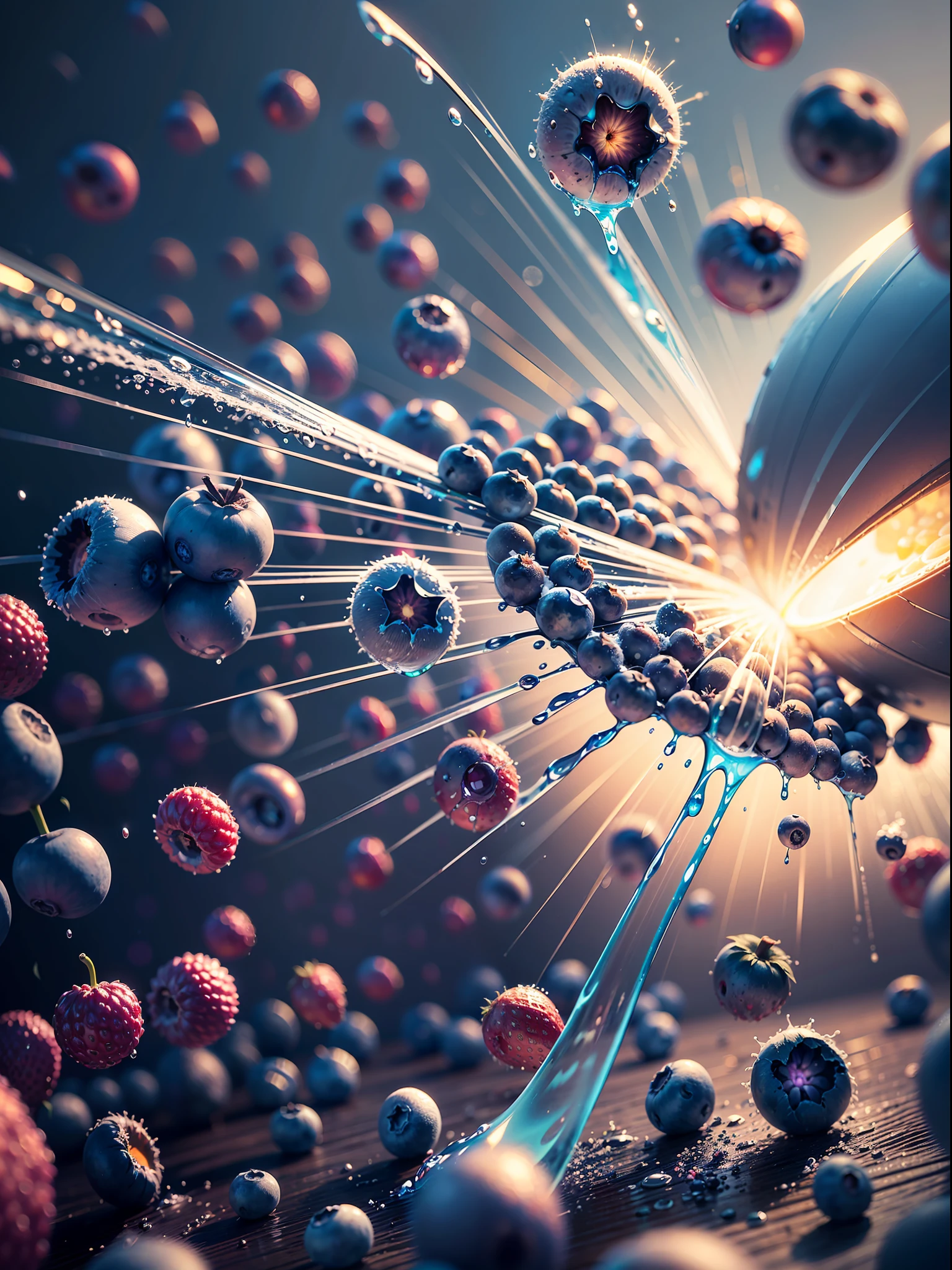 food photo,water sprayed out,liquid
explosion,dispersion,many Blueberries,On a bright clean sky background,fresh fruit color,photorealistic, photorealistic detail,Front view,surreal style, realistic, high resolution, Unreal Engine --no background with no objects --ar 3:4--q 2--s 750--v5.1