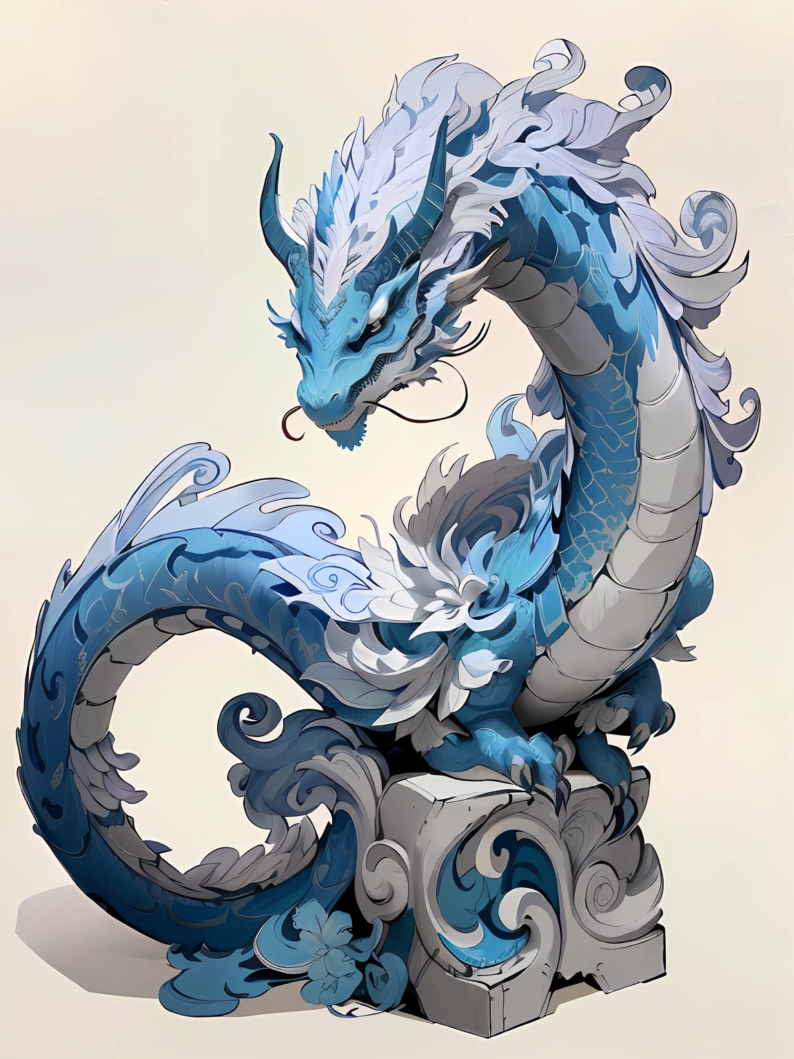 There is a dragon statue made of paper,It has a blue and white pattern on it, water dragon, chinese dragon concept art, Blue dragon, Dragon Art, intricate ornate anime cgi style, cyan chinese dragon fantasy, smooth chinese dragon, highly detailed water colour 8k, highly detailed water colour 8 k, inspired by Kanō Naizen, majestic japanese dragon, highly detailed and colored,offcial art,统一 8k 壁纸,ultra - detailed,Beauty and aesthetics,big breasts beautiful,tmasterpiece,Best quality at best,(zentangle,datura,Tangles,entangled),(ecstasy of flower:1.2)dynamic angle --auto