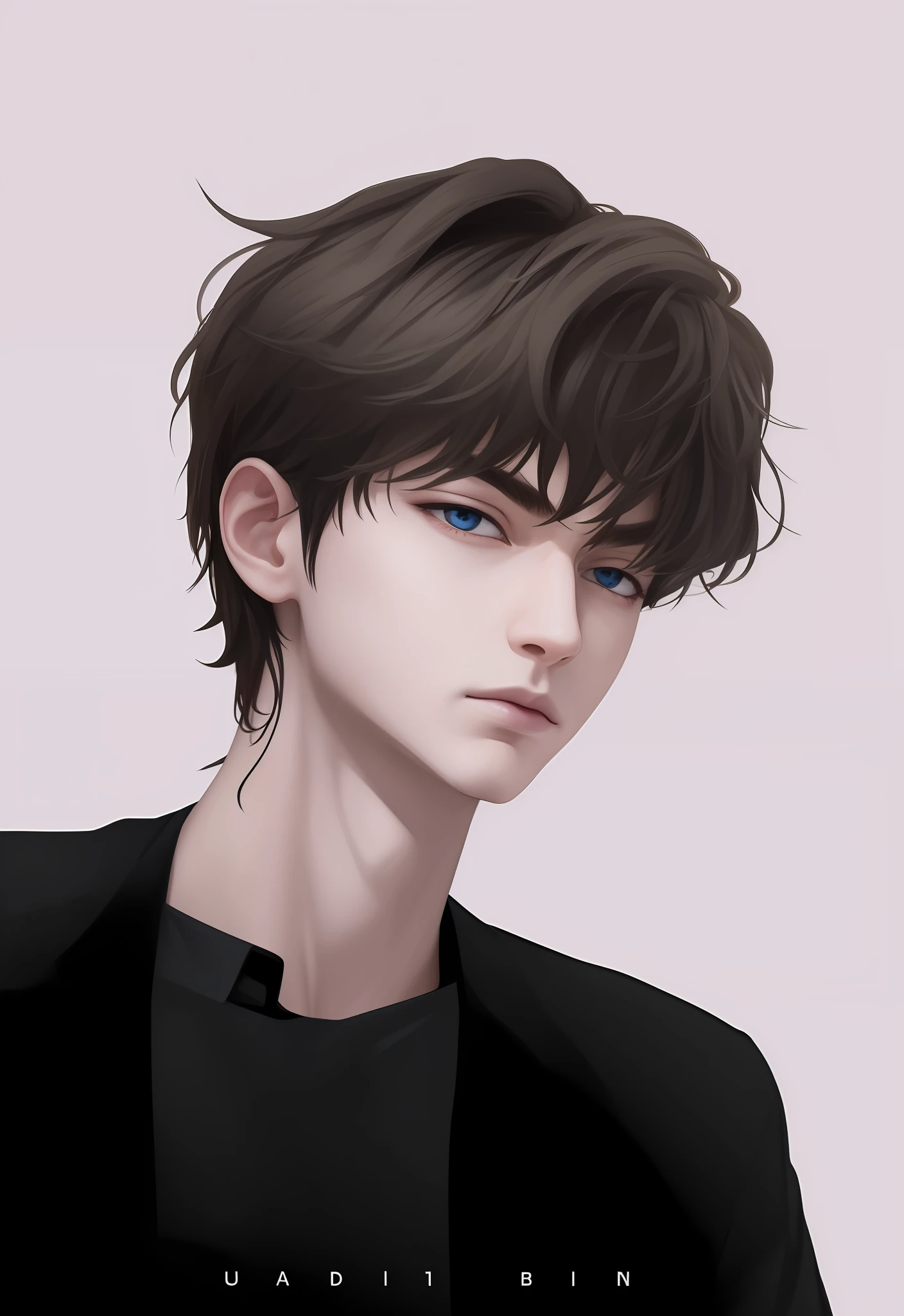 1boy, black jacket, black shirt, brown hair, dark blue eyes, realistic, ultra detail, good looking