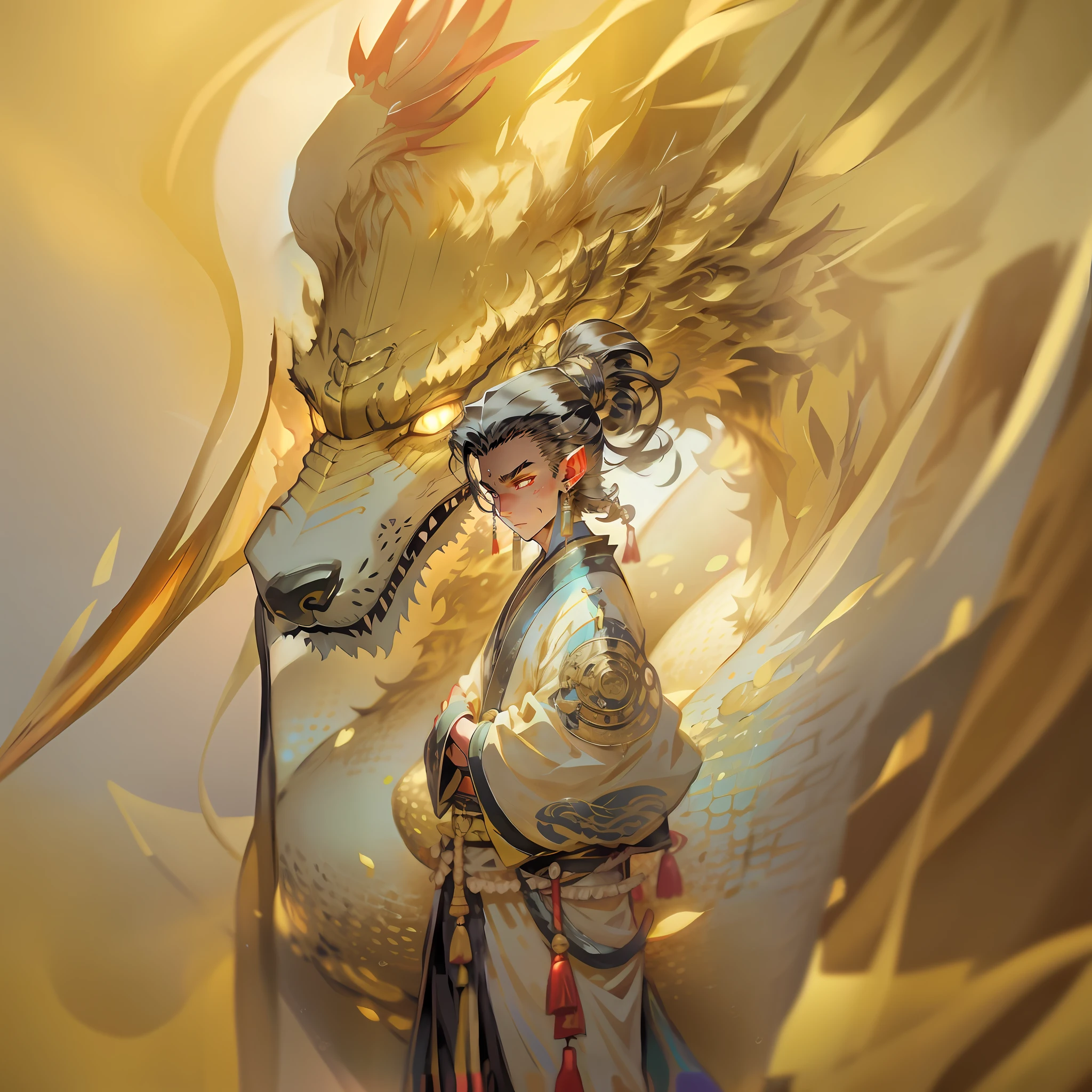 "Anime girl with dragon headdress and dragon tail,handsome guy in demon killer art,Yang J's work,Guviz-style artwork,detailed digital anime art,Fan art of Demon Slayer Rui,handsome japanese demon boy,drak,Guweiz on ArtStation Pixiv,Guvitz's work at the Pisif Art Station,Guviz,detailed anime character art。"