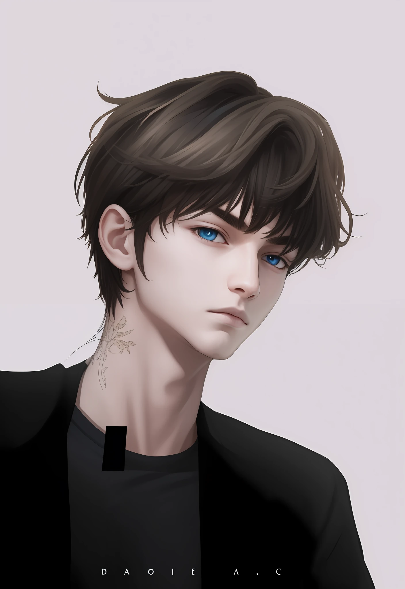 1boy, black jacket, black shirt, brown hair, dark blue eyes, realistic, ultra detail, good looking