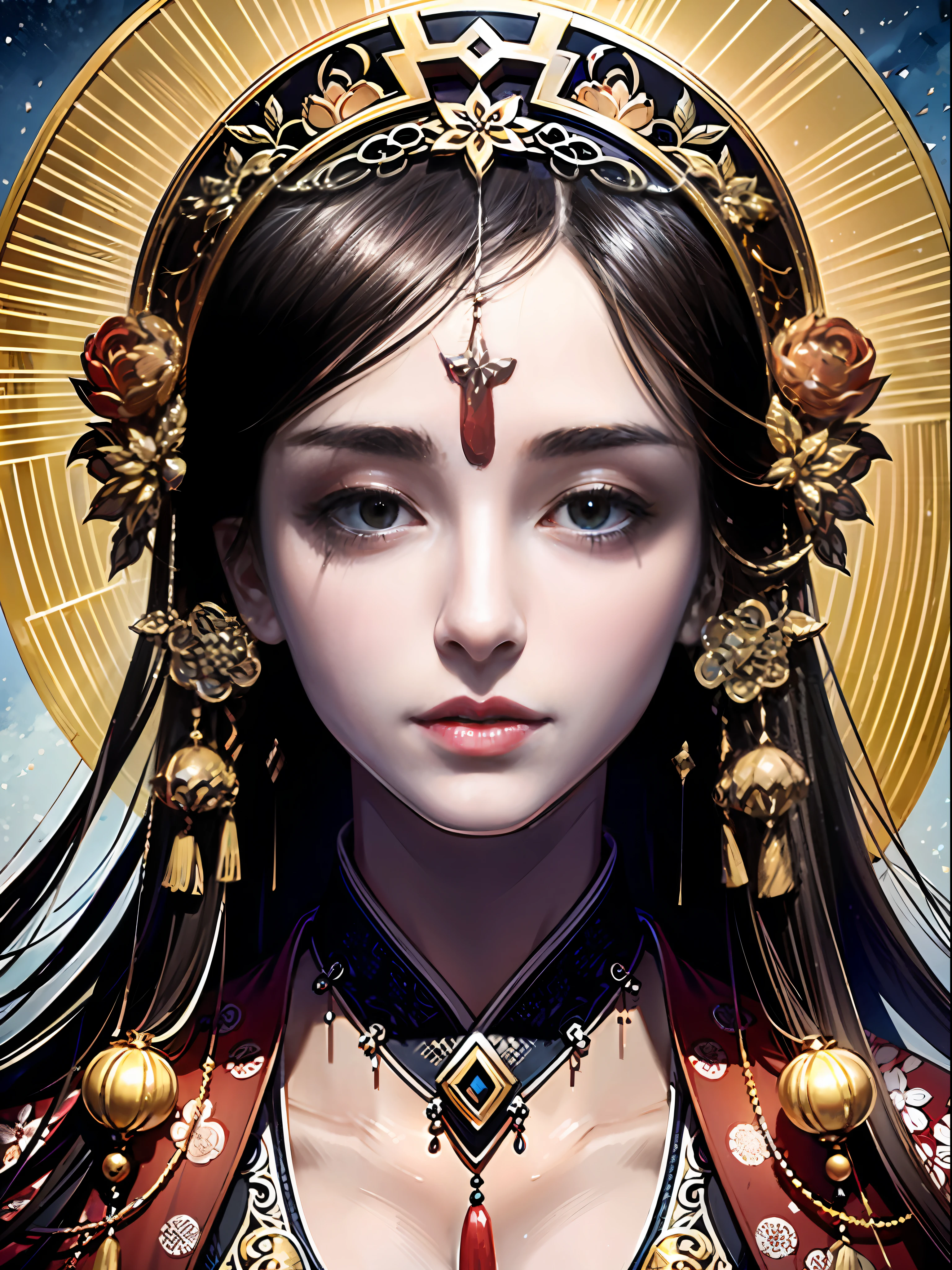 An ancient Chinese beauty, sunshine, clear face, masterpiece, ancient Chinese background, super detail, epic composition, ultra HD, high quality, extremely detailed, official art, unified 8k wallpaper, super detail, 32k -- v 6