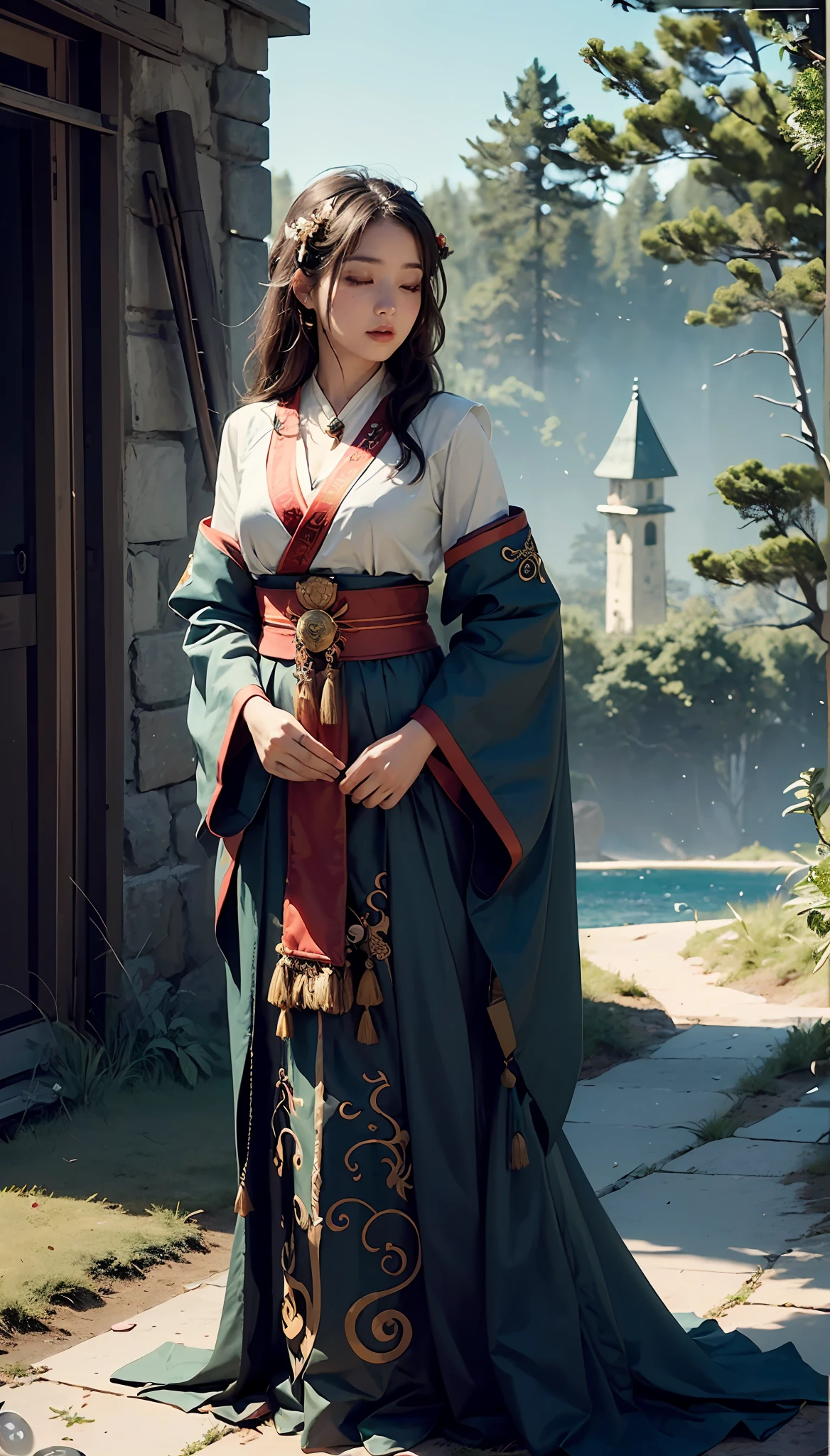 (1girl:1.3),solo,__body-parts__,
official art, unity 8k wallpaper, ultra detailed, beautiful and aesthetic, beautiful, masterpiece, best quality,Fantastical Atmosphere, Calming Palette, Tranquil Mood, Soft Shading,
Miko priestess, charm spell, talisman familiar, shrine maiden duties,