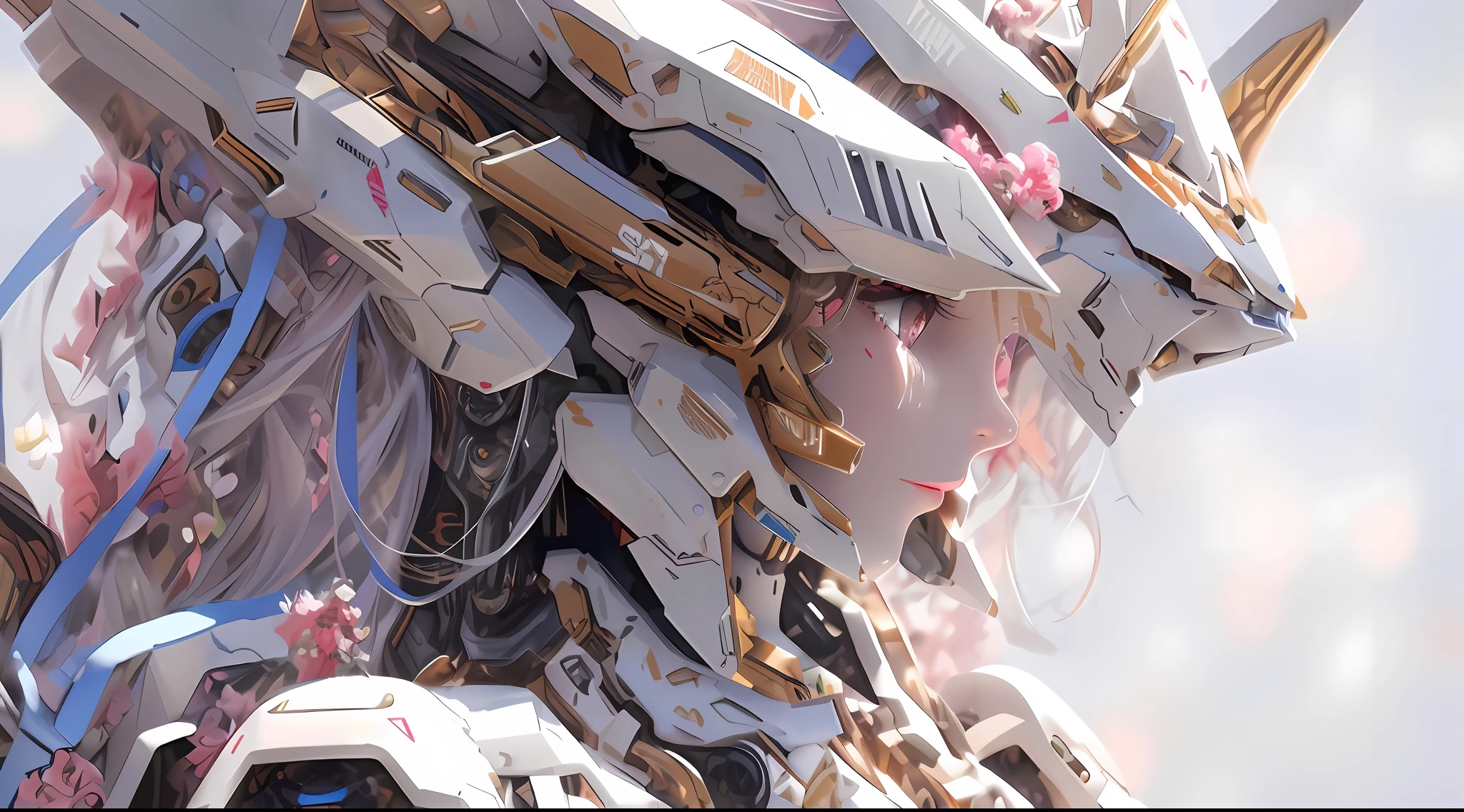 Large hair,Large hair, wlop and krenz cushart, Detailed digital anime art, anime mecha aesthetic, anime robotic mixed with organic, krenz cushart and wenjun lin, inspired by Krenz Cushart, advanced digital anime art, intricate ornate anime cgi style, Beautiful digital artwork