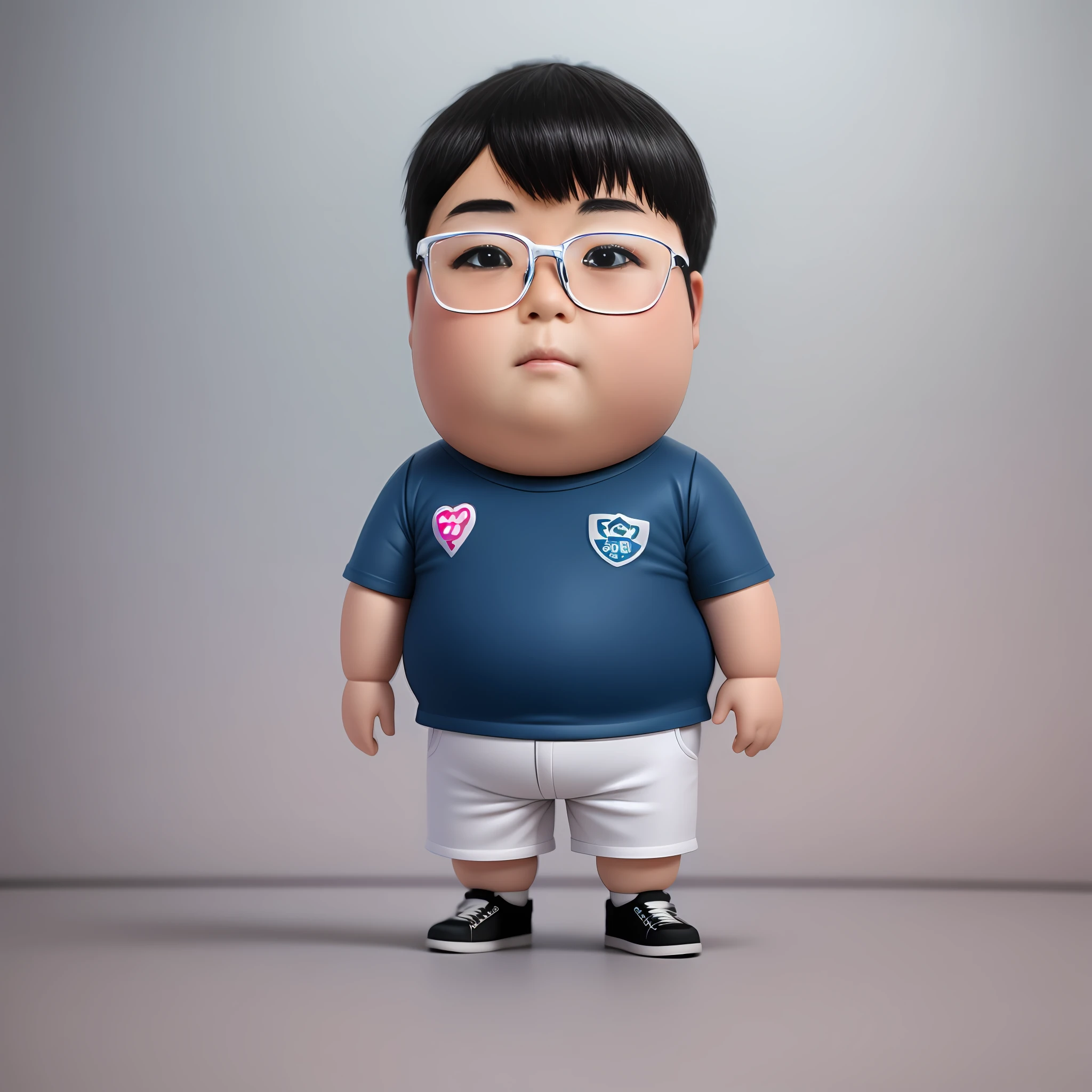 photographic portrait full body 3d render of young chubby chinese man in akihabara japan, white tank top, denium blue shorts, small glasses, dark short hair, chubby face, as a full body funko pop!, sigma 85mm f/1.4, 15mm, 35mm, 4k, high resolution, 4k, 8k, hd, full color