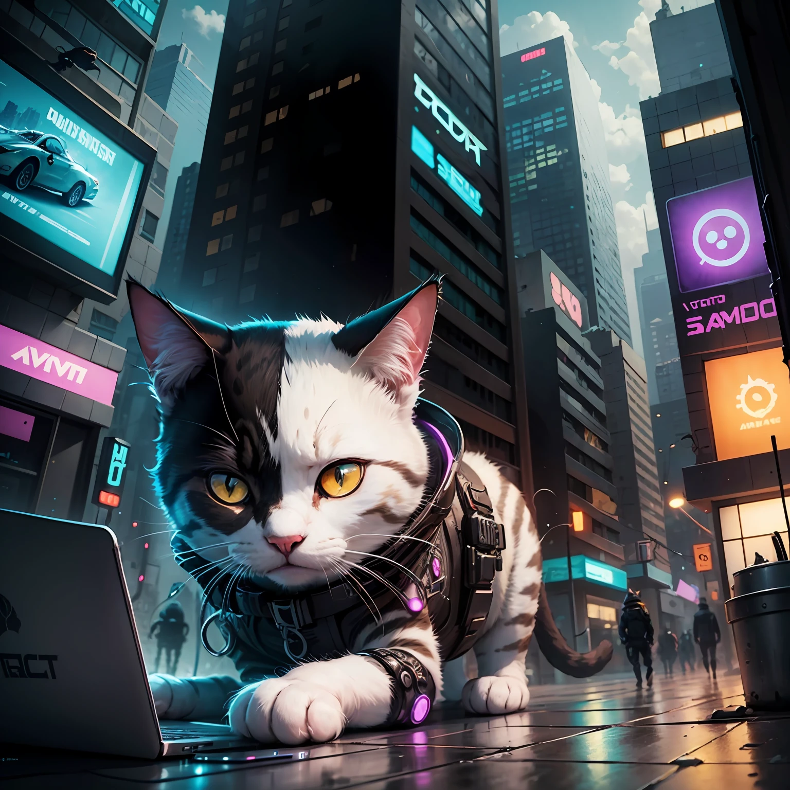 Cat cyberpunk cartoon Sunshine avatar