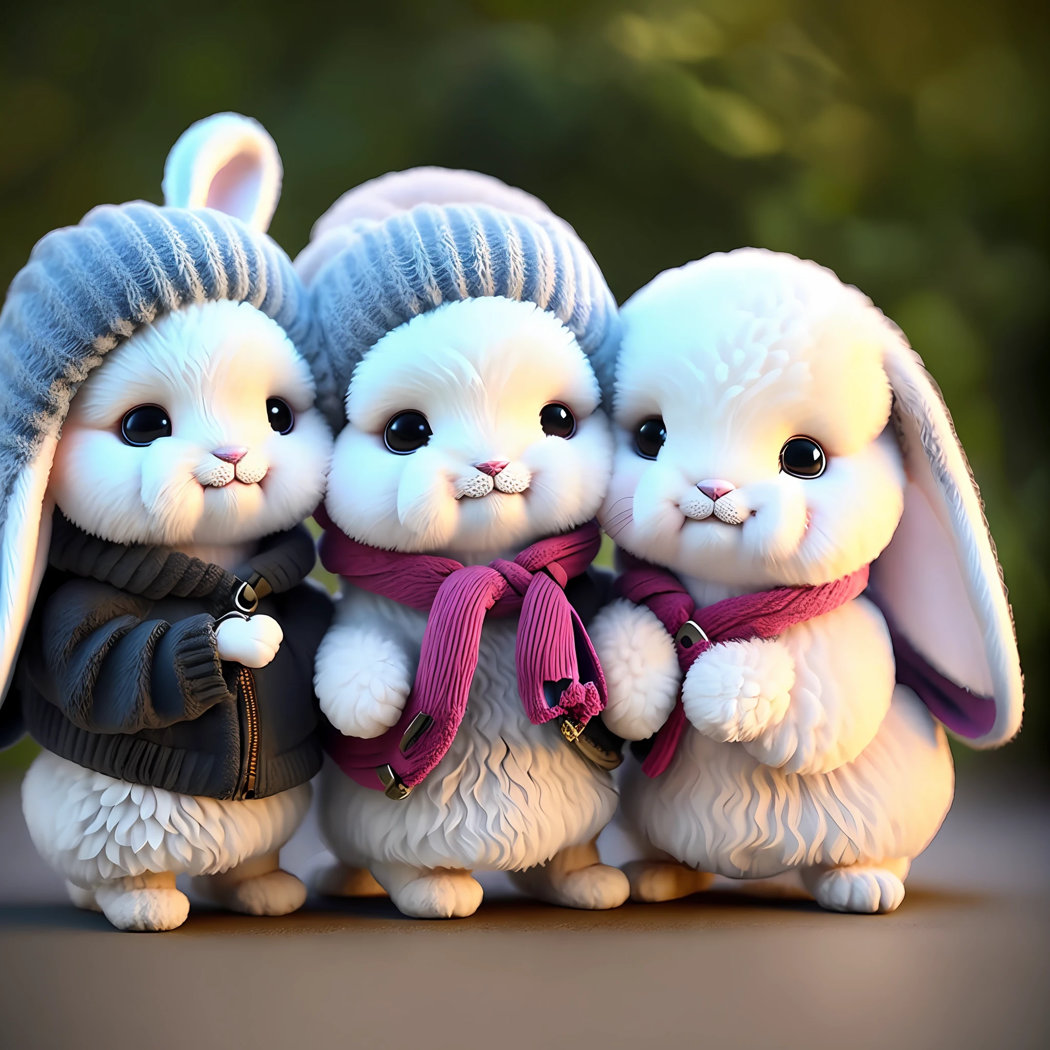 A cute black toy poodle walking slowly while kissing a cute white rabbit in parallel --auto