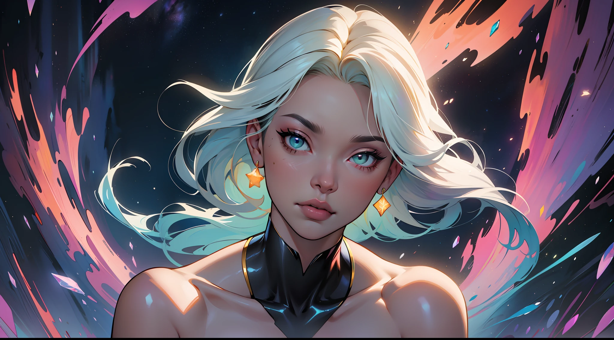 Professional,abstract beauty,approaching perfection,dynamic,Highly detailed,digitalpainting,Artstation,Concept art,Smooth,sharp-focus,illustartion,Artists: by Carne Griffiths, Wadim Kashin,leonid afremov,kandinsky,Psychedelic,watercolour,crystals foil,stylish,Fantastic,a gold,colorful neon, s face, waist-high, portraite of a, up close, near, A glorious sunrise, aura, Glow, multi-colored bright aurora borealis, Spectrum Rainbow,Colored feathers, In a chic, lavender-white-mint-pink gradient hair, pastel, mixed-language_SMS, (beautiful and clear background:1.2),, fantastic paintings , high detailed eyes, crystals, The Space of the Northern Lights, galaxy, Gorgeous hair, Plants. Loving. Love. ultra detail hair, Best Quality, hiquality, hight resolution, detail enhancement, ((most beautiful image in the world)), Masterpiece, Best Quality, High Quality Detail Enhancement, ((most beautiful image ), Shiny hair, Ultra chic, Topless, naked body, curvy chic body, Stampa Flores, art by stjepan sejic, art by j scott campbell, Artist Guillem March, art by citemer liu, 4k, hight resolution, comic book character, comic, high quality detailed, style of ::2.0 comix illustration style,tatoon style, hiquality, hight resolution, detail enhancement, 8K, HD, Best Quality, hiquality, hight resolution, detail enhancement, 8K, HDR, sharp-focus, Ultra Detailed, perfect lighting, Curvy Body, Lush big breasts, Curvy big hips, sparks, Stars, The Cycle of the Stars