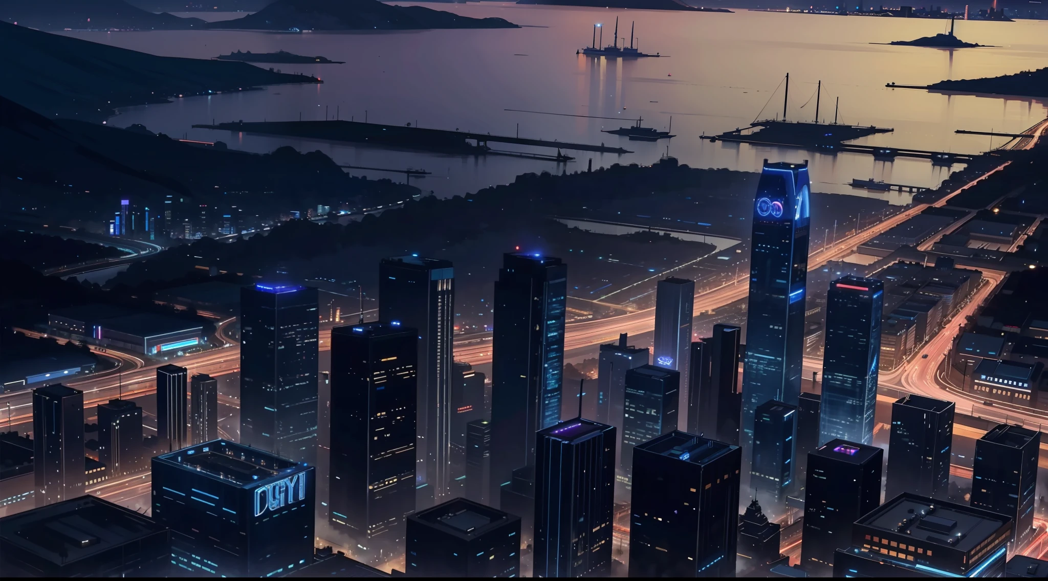 Background of the night,Blue-black,Night view of bustling city,(The background is City 1 at night.5)Anime style 4K,Anime rendering,style of anime。8K,(Cinematic lighting 1.5)