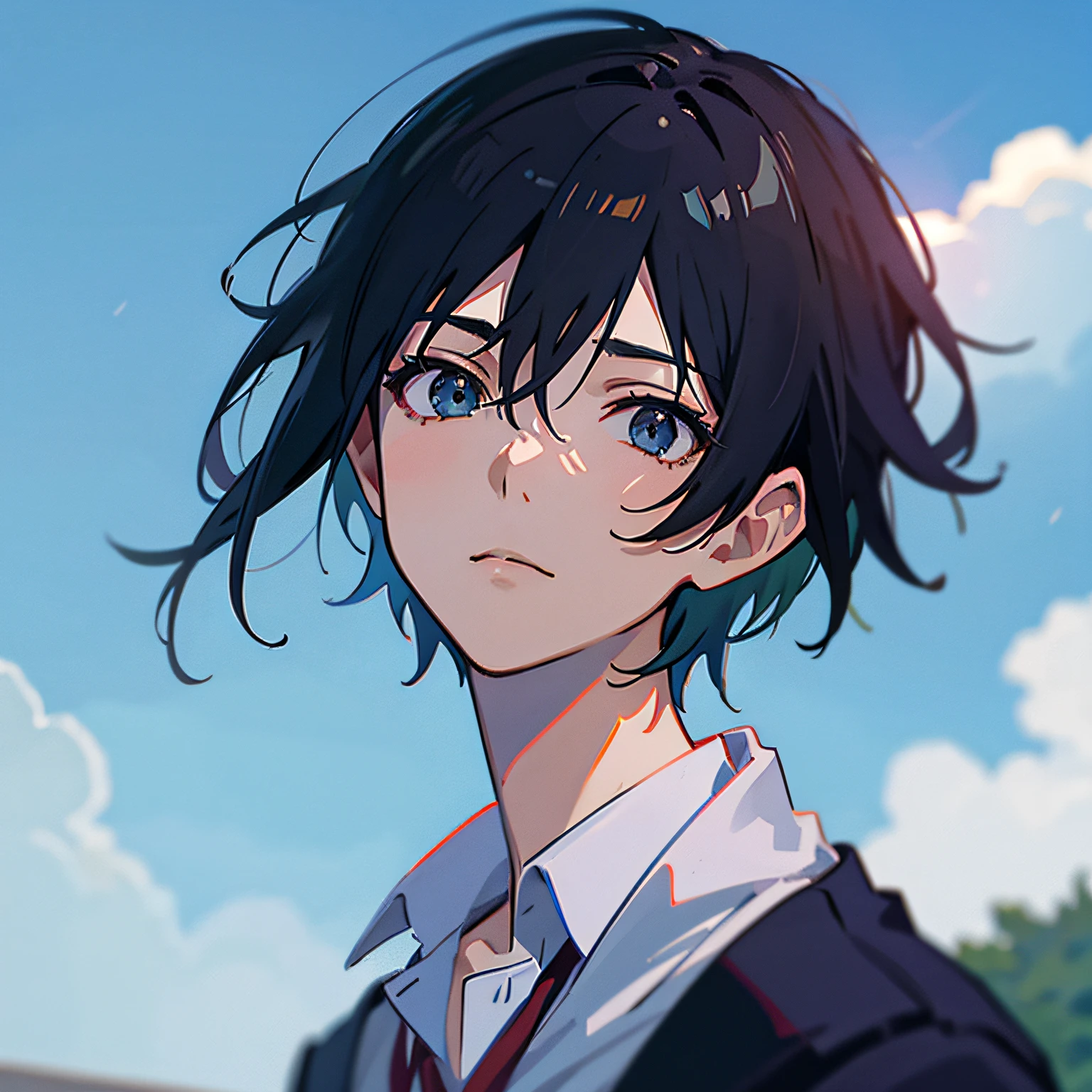 head portrait,Estilo de Makoto Shinkai,schoolboy,超高分辨率 --auto